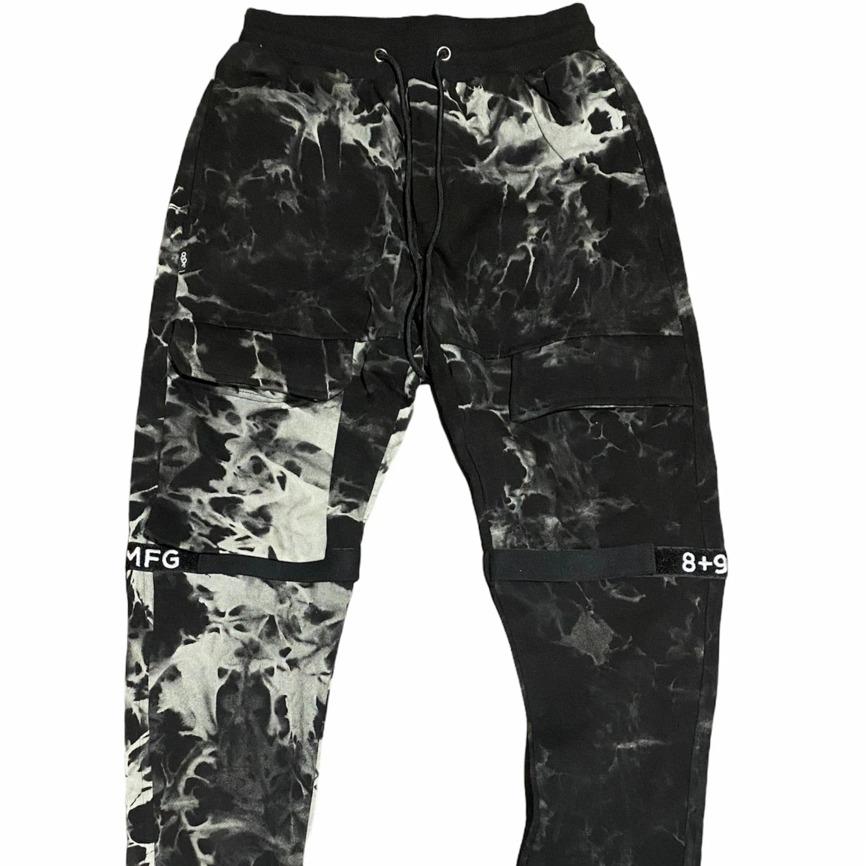 8&9 Strapped Up Fleece Sweatpants (Oreo Tie Dye) SPTDSTRBLK - Image 2