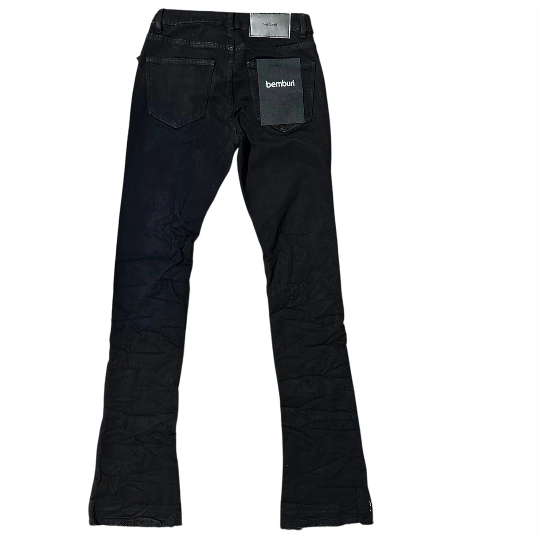 Bemburi Stacked Fit Denim Jean (Jet Black) - Image 2