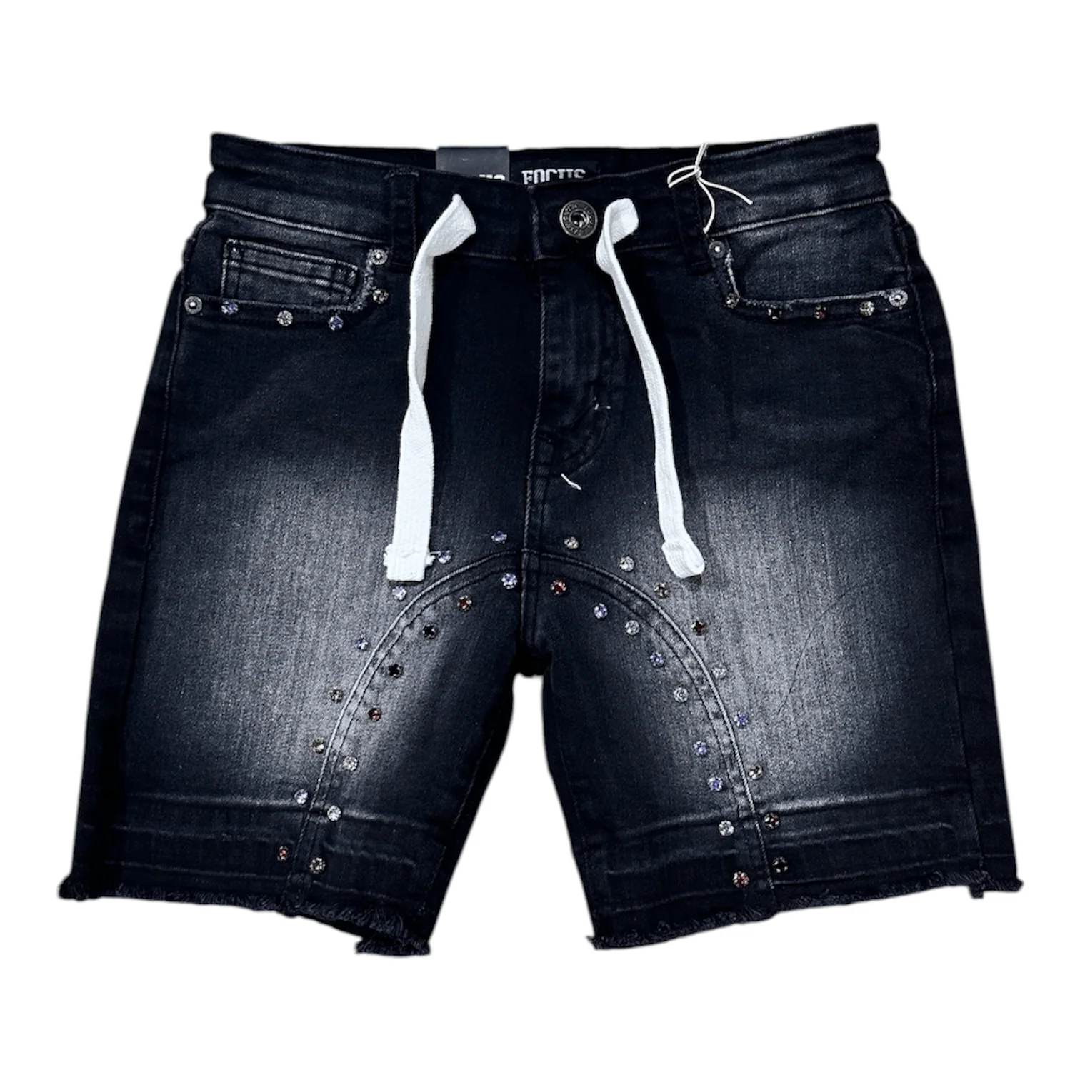 Boys Focus Multi Stone Shorts (Black Wash)