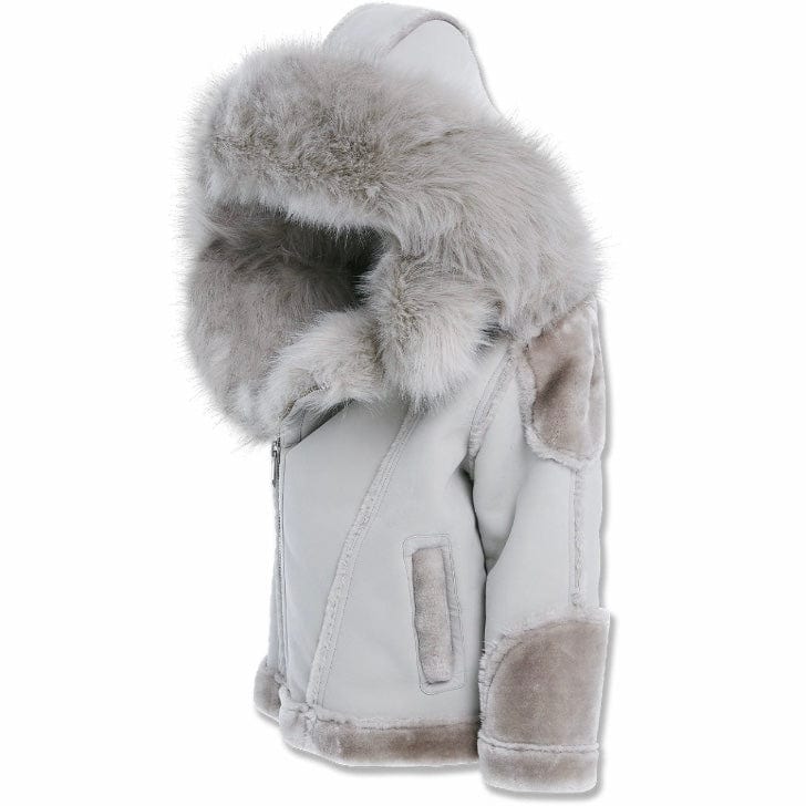 Boys Jordan Craig El Jefe Shearling Moto Jacket (Arctic Wolf) 91625B - Image 2