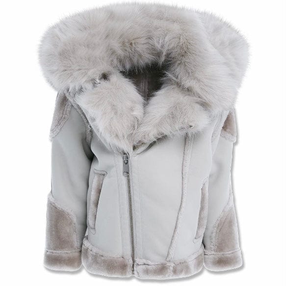 Boys Jordan Craig El Jefe Shearling Moto Jacket (Arctic Wolf) 91625B - Image 3
