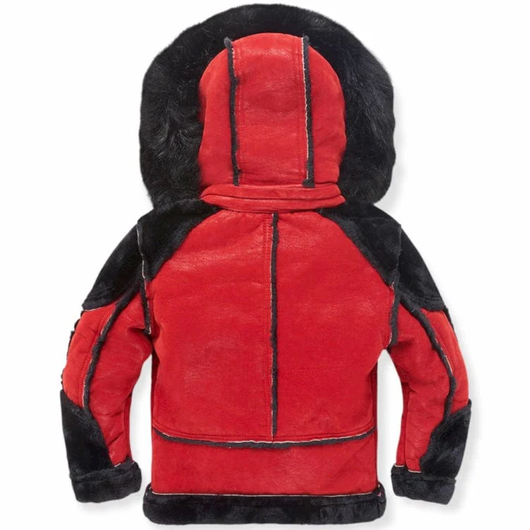 Boys Jordan Craig El Jefe Shearling Moto Jacket (Bred) 91590B - Image 2