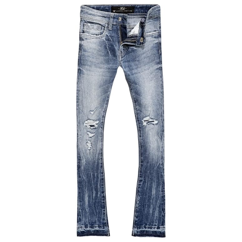 Boys Jordan Craig Stacked Shreds On Knees Denim (M/Blue) JTF2294B