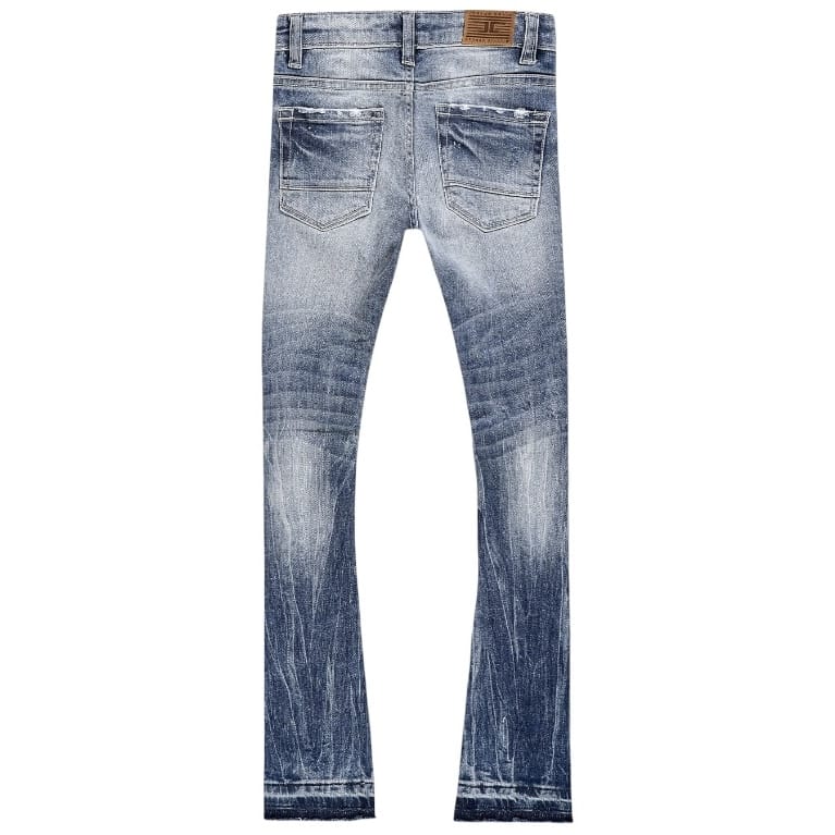 Boys Jordan Craig Stacked Shreds On Knees Denim (M/Blue) JTF2294B - Image 2