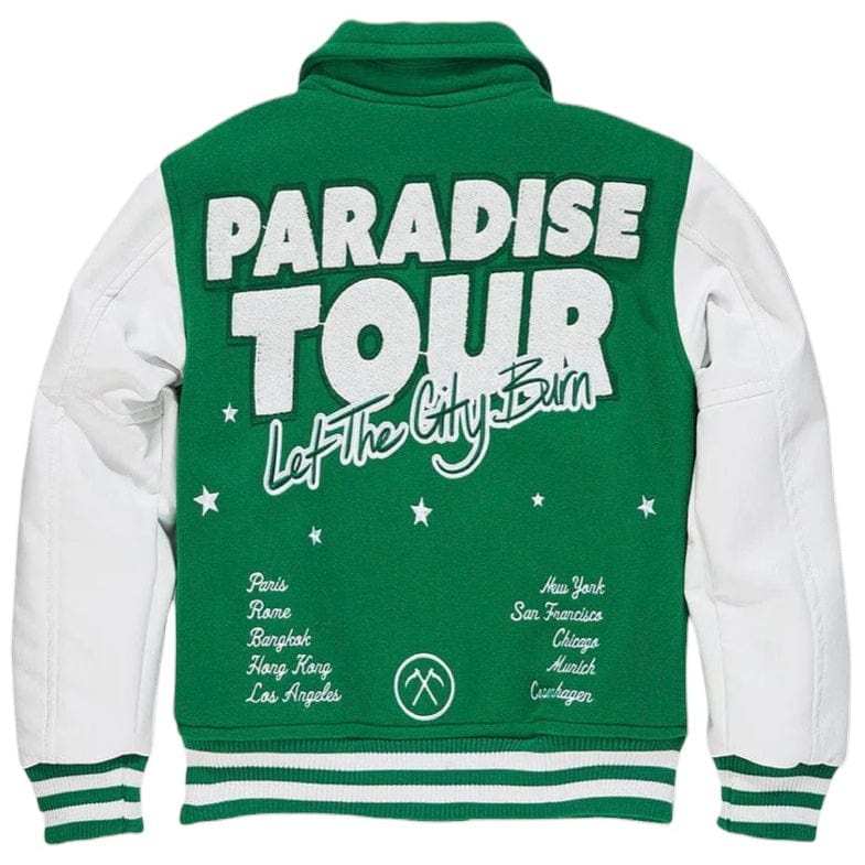 Boys Jordan Craig Paradise Tour Varsity Jacket (Green) 91632B - Image 2