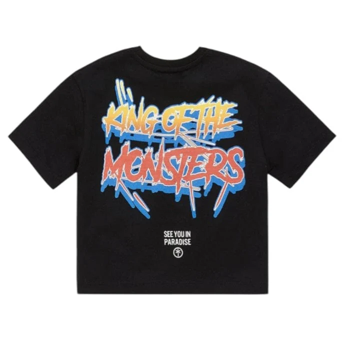 Boys Jordan Craig Sea Monster Cropped Boxy T Shirt (Black) 9201AB - Image 2
