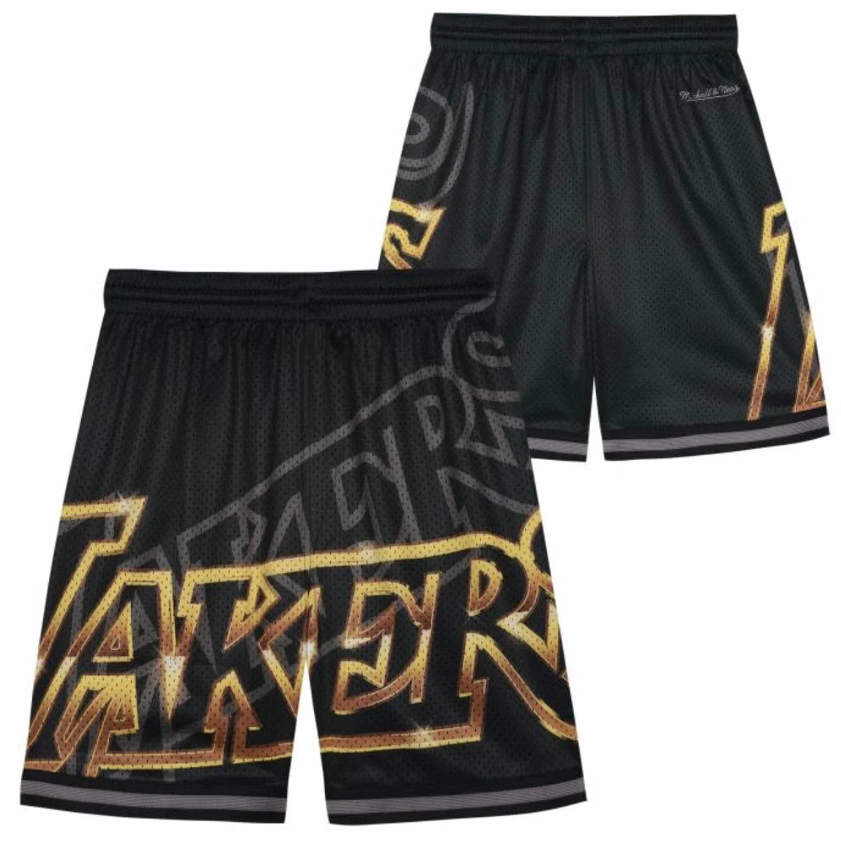 Youth Mitchell & Ness Big Face 4.0 Los Angeles Lakers Shorts (Black) - Image 3