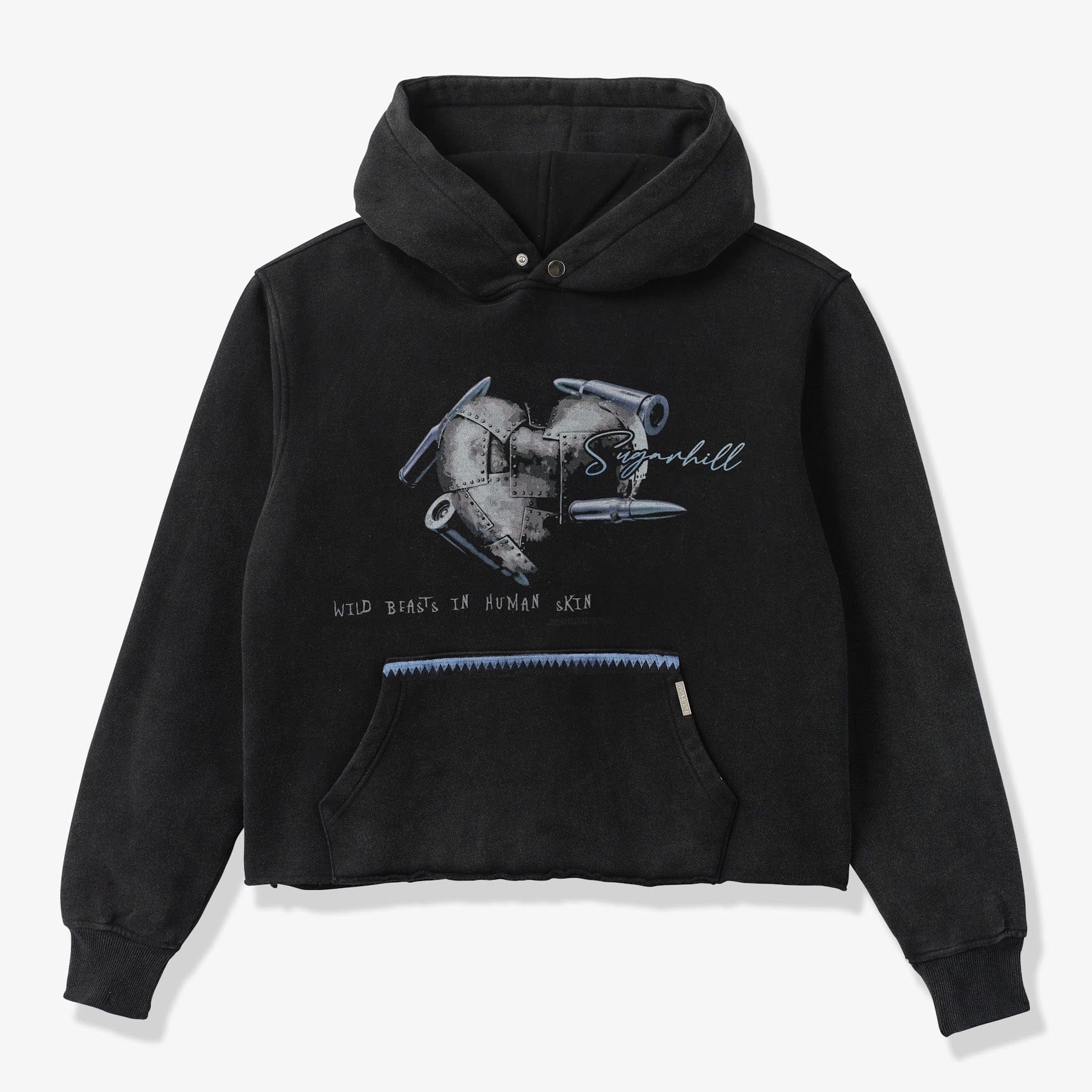"Brutal" Cropped Hoodie (blue/black vintage) - Image 3