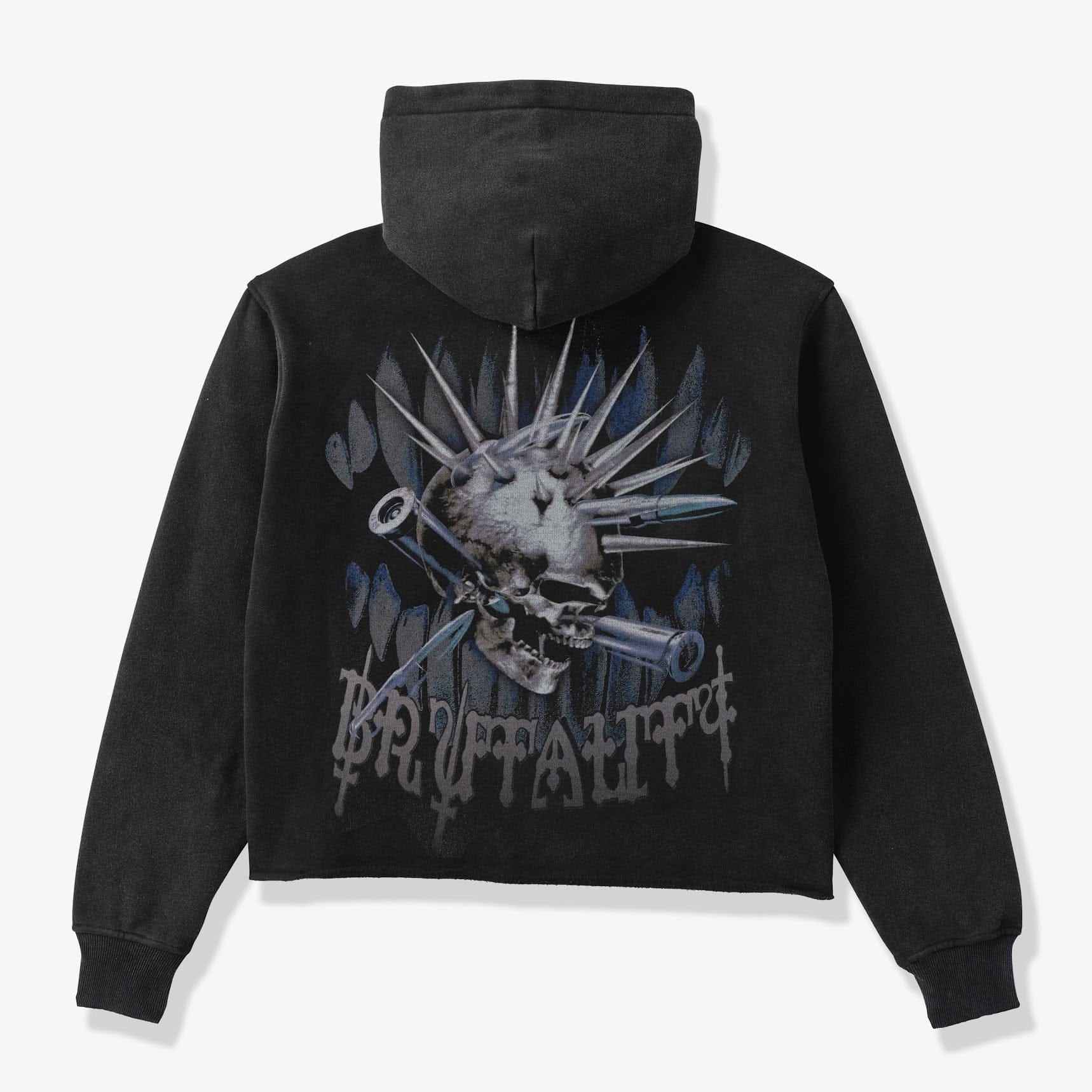 "Brutal" Cropped Hoodie (blue/black vintage) - Image 4