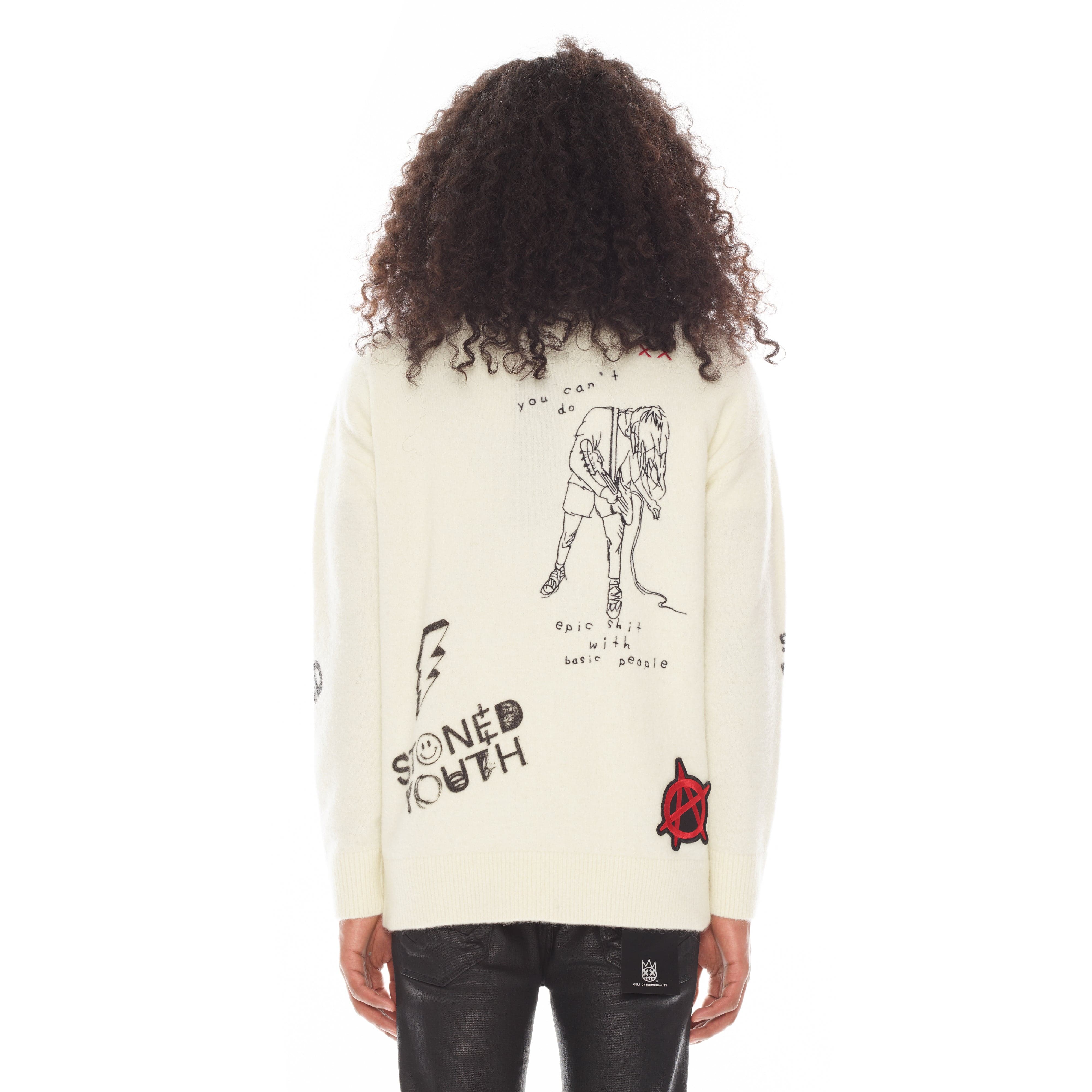 COLLEGIATE CARDIGAN SWEATER IN WINTER WHITE - Image 2