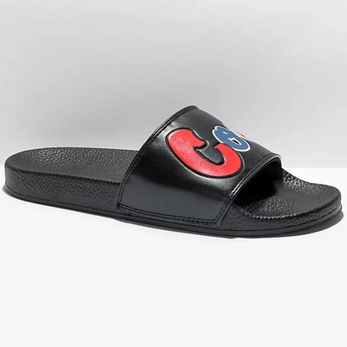 Cookies Original Mint Logo Faux Leather Slides (Black) 1558A6254 - Image 3