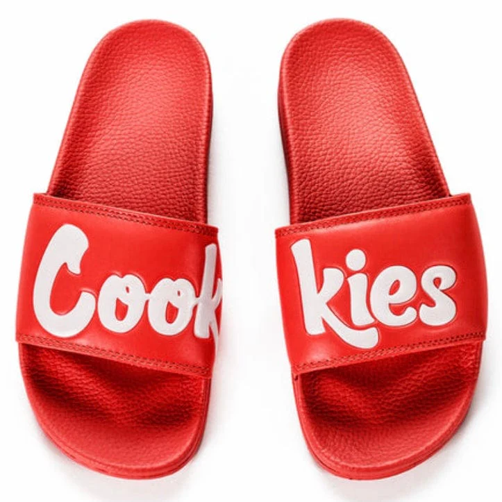 Cookies Original Mint Logo Faux Leather Slides (Red) 1558A6256 - Image 2