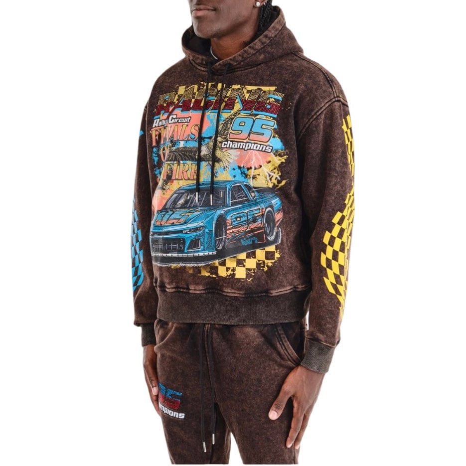 Copper Rivet Racing Cropped Hoodie (Black) 431083-BK - Image 2