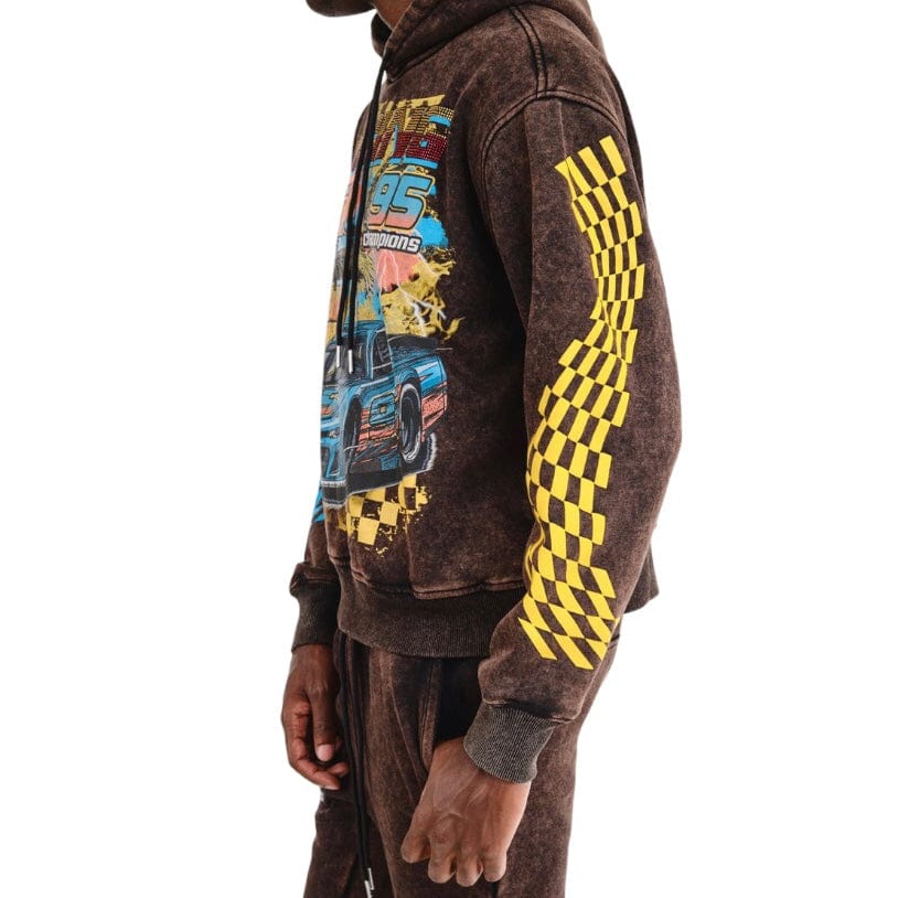 Copper Rivet Racing Cropped Hoodie (Black) 431083-BK - Image 3