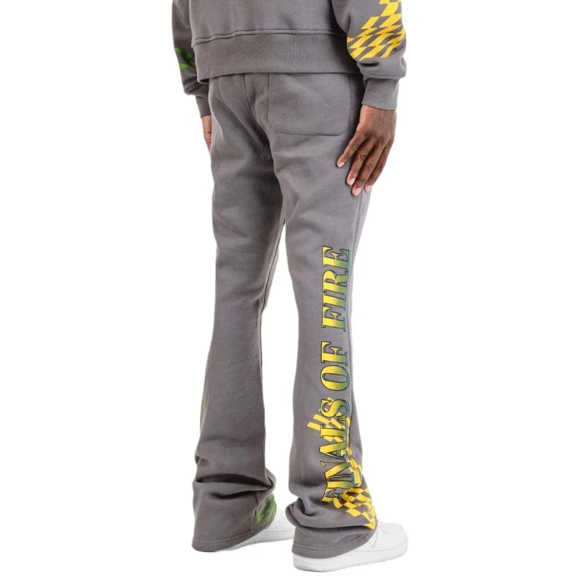 Copper Rivet Racing Stacked Pants (Grey) 431583-GY - Image 3