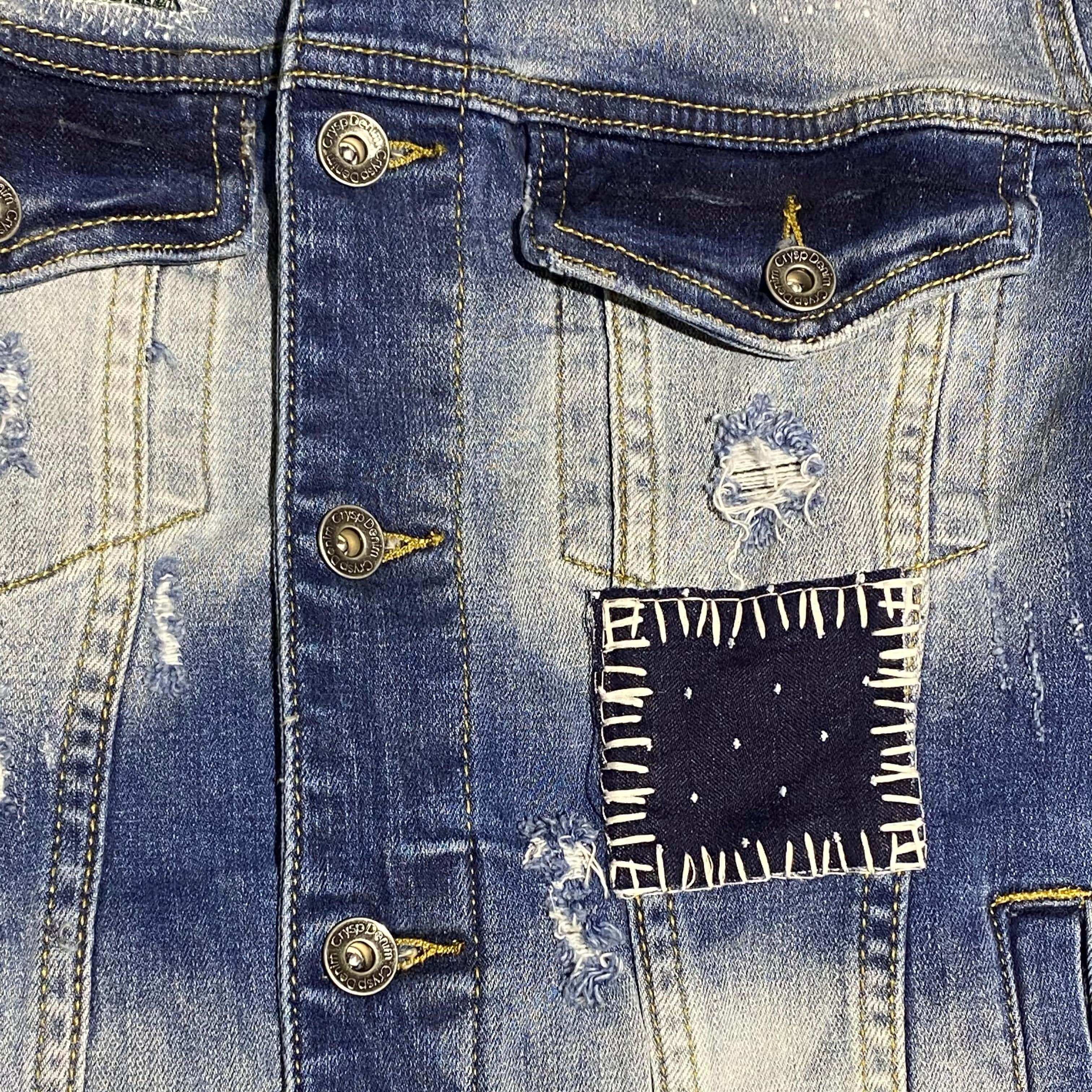 Crysp Bering Denim Jacket (Blue Patchwork) CRYSPSP121-203 - Image 3