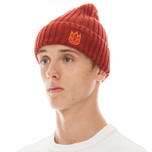Cult Of Individuality Clean 2 Tone Shimuchan Logo Knit Beanie Hat (Rust) - Image 2