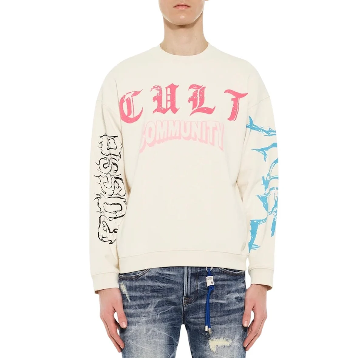 Cult Of Individuality Novelty Flc Crew Sweatshirt (Winter White) 625B9-FC24A - Image 2