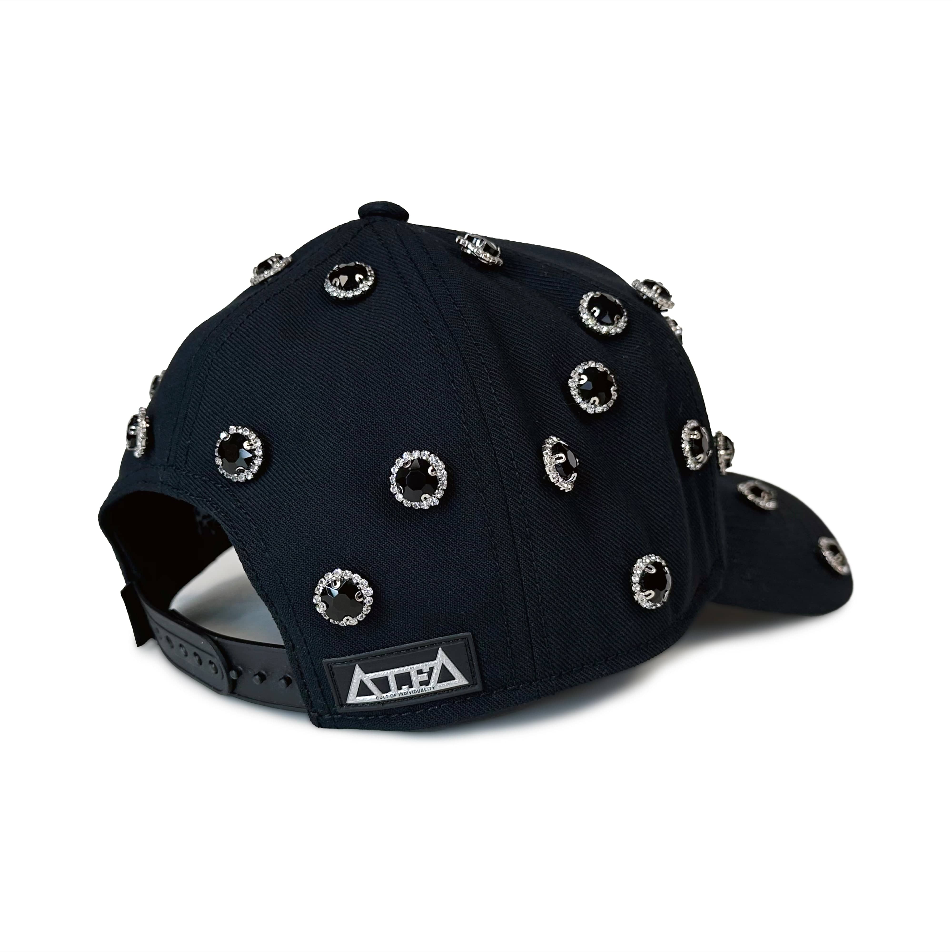 Cult x El Alfa Logo Crystal 5 Panel A Frame Trucker Hat in Black - Image 3