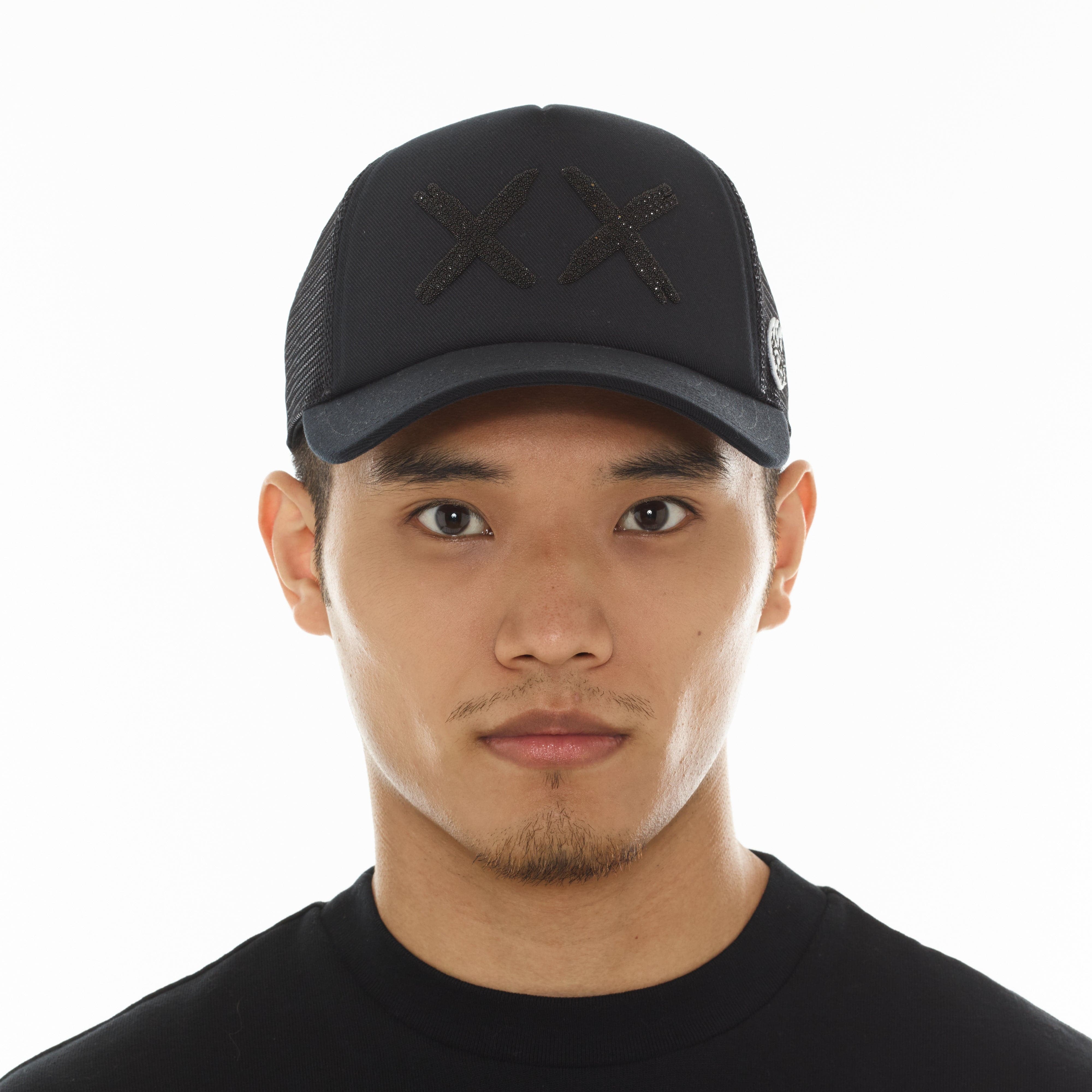 Cult's Black Crystals Mesh Trucker Hat "XX" Logo In Black/Black - Image 3