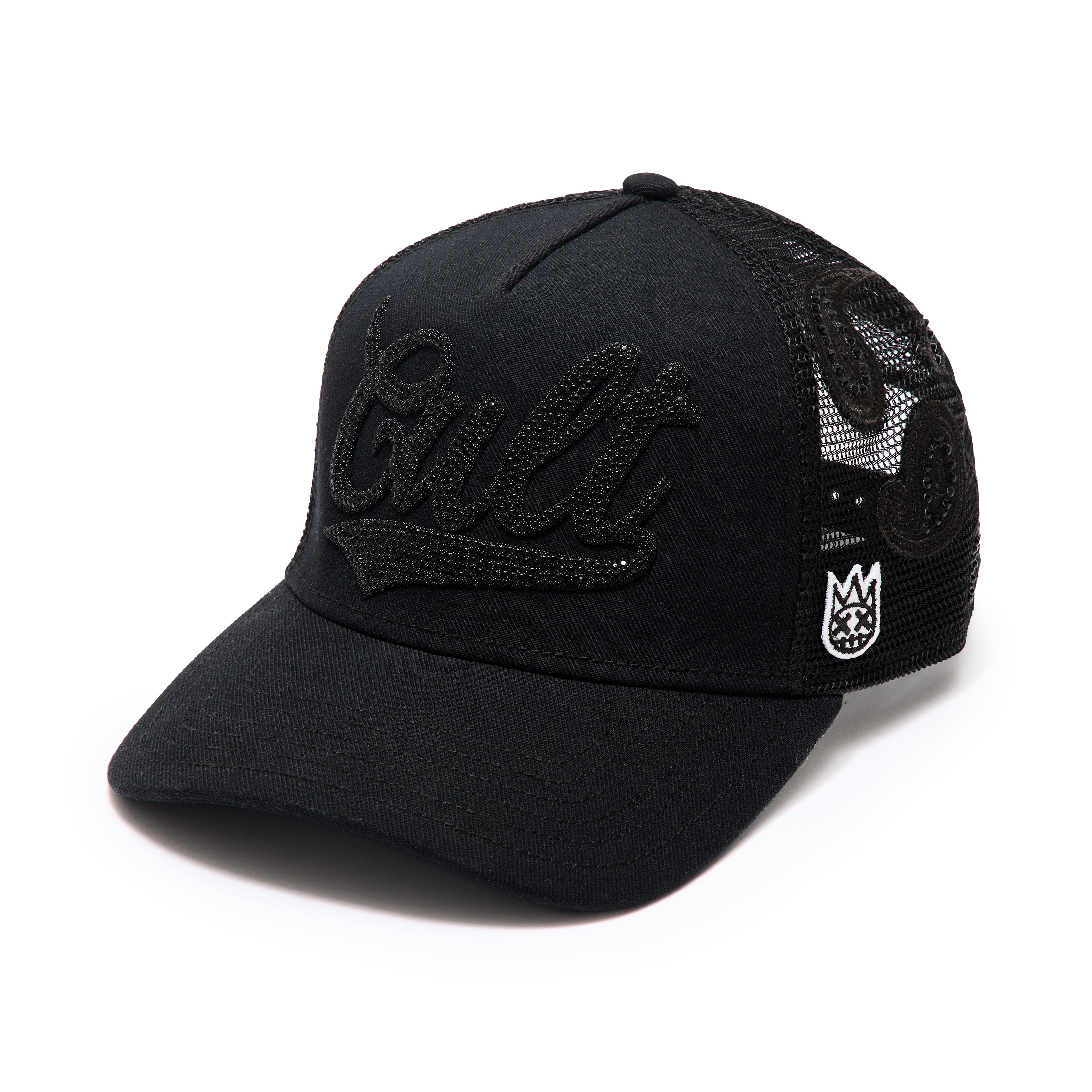 Cult's Crystal Paisley Shimuchan Logo Mesh Back Trucker Hat in Black - Image 2