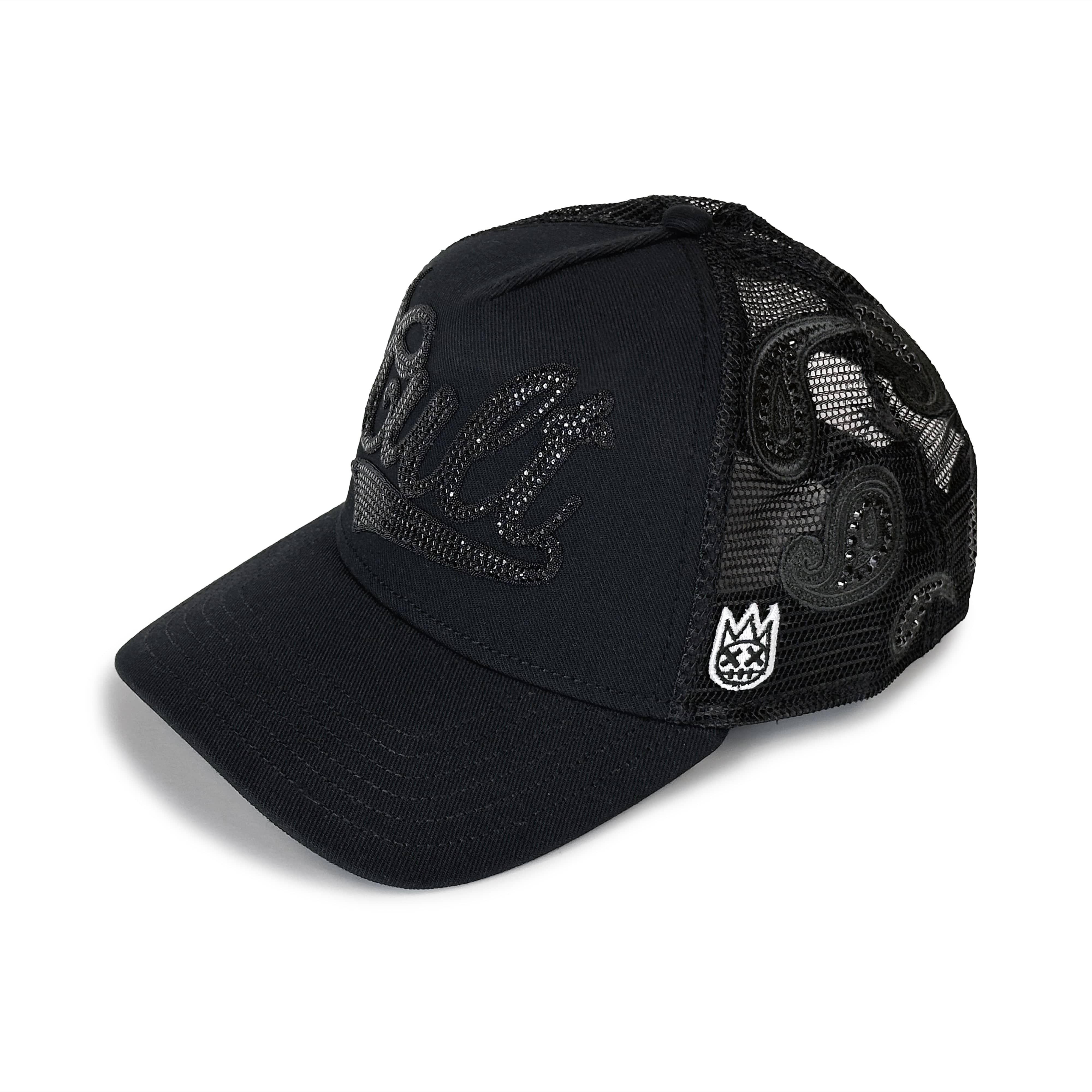 Cult's Crystal Paisley Shimuchan Logo Mesh Back Trucker Hat in Black - Image 4