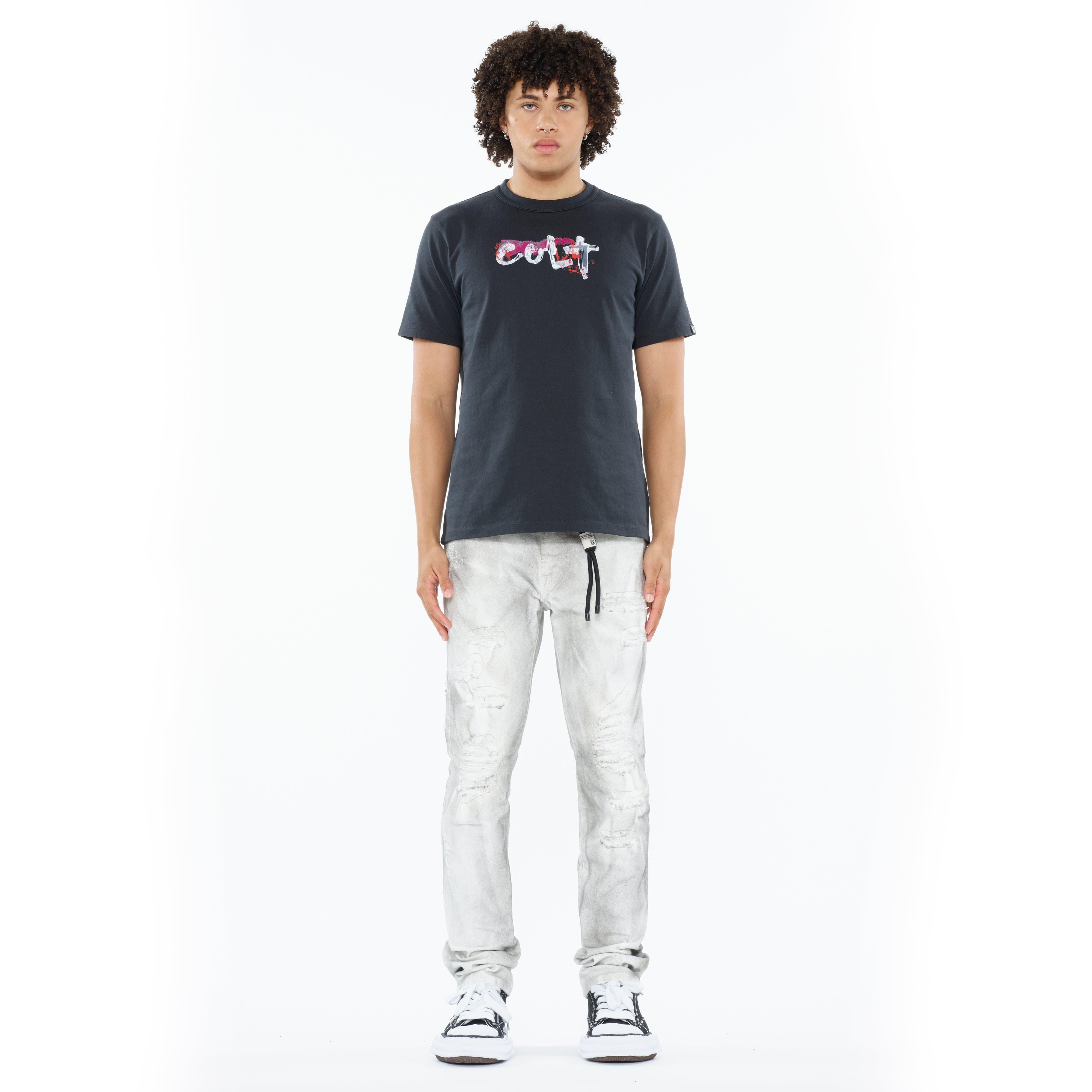 Cult's Heavyweight Short Sleeve Crew Neck Tee "Artist Logo" in Steel - Image 4