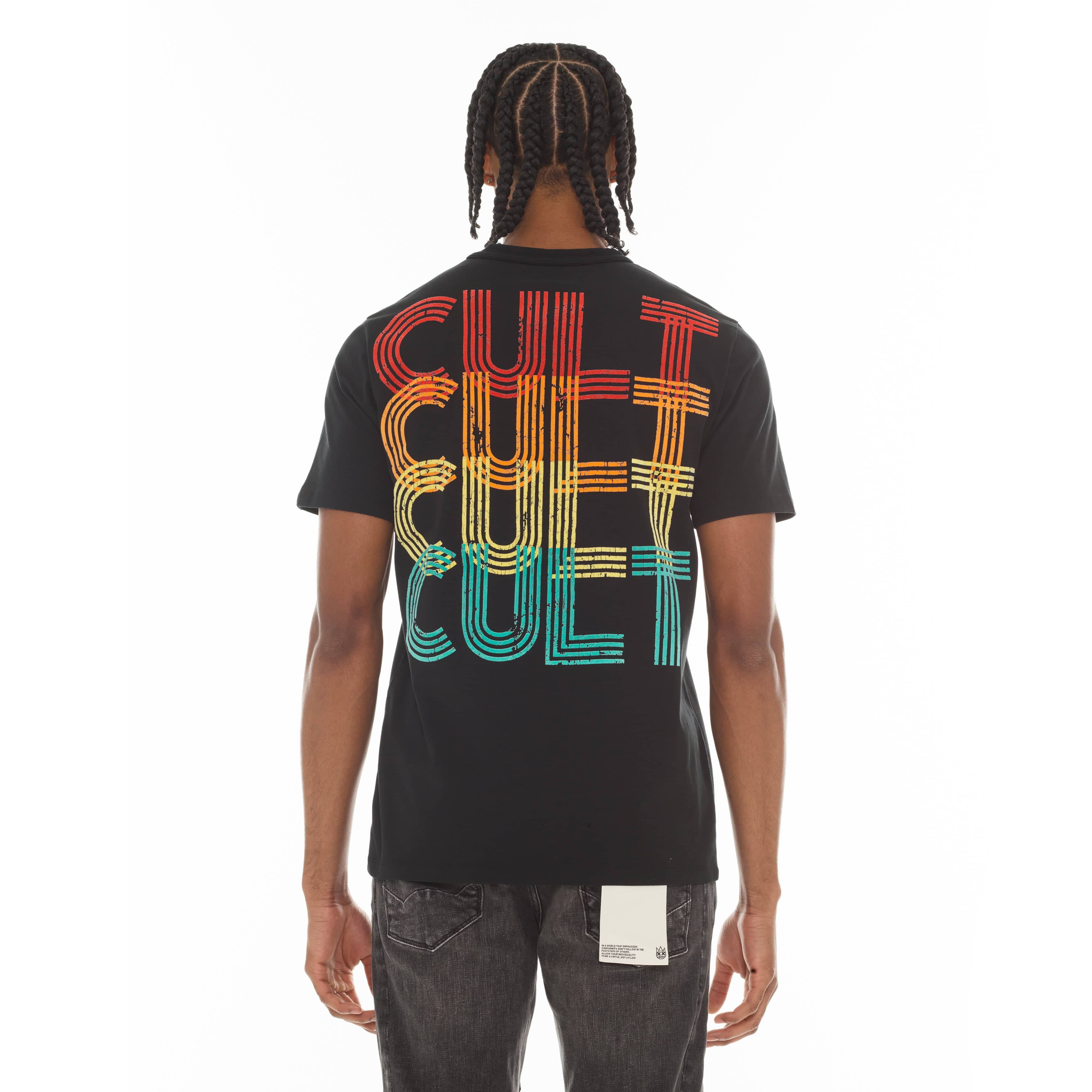 Cult's Heavyweight Short Sleeve Crew Neck Tee "Billiards" in Black - Image 3