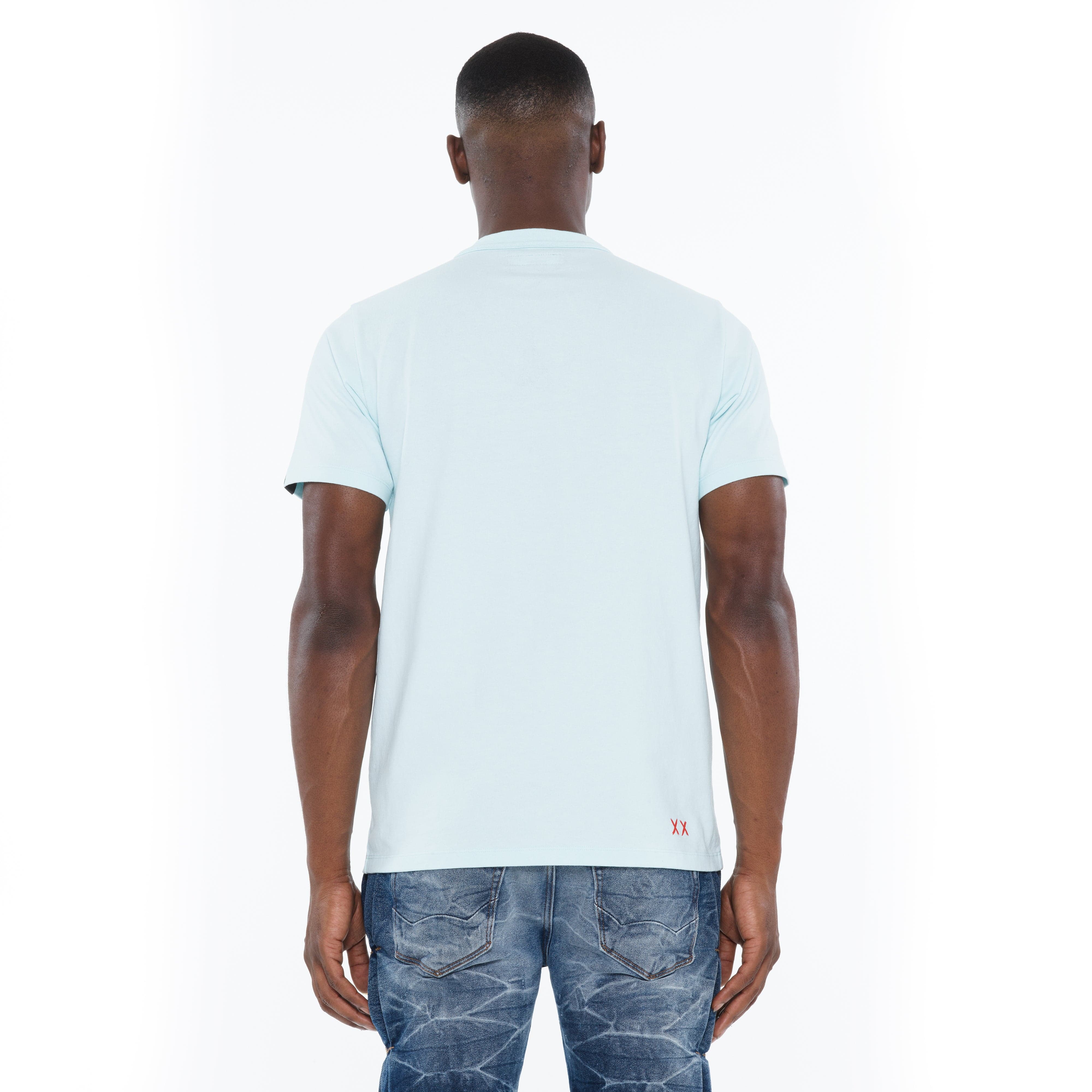 Cult's Heavyweight Short Sleeve Crew Neck Tee "Breaking The Law" in Powder Blue - Image 3