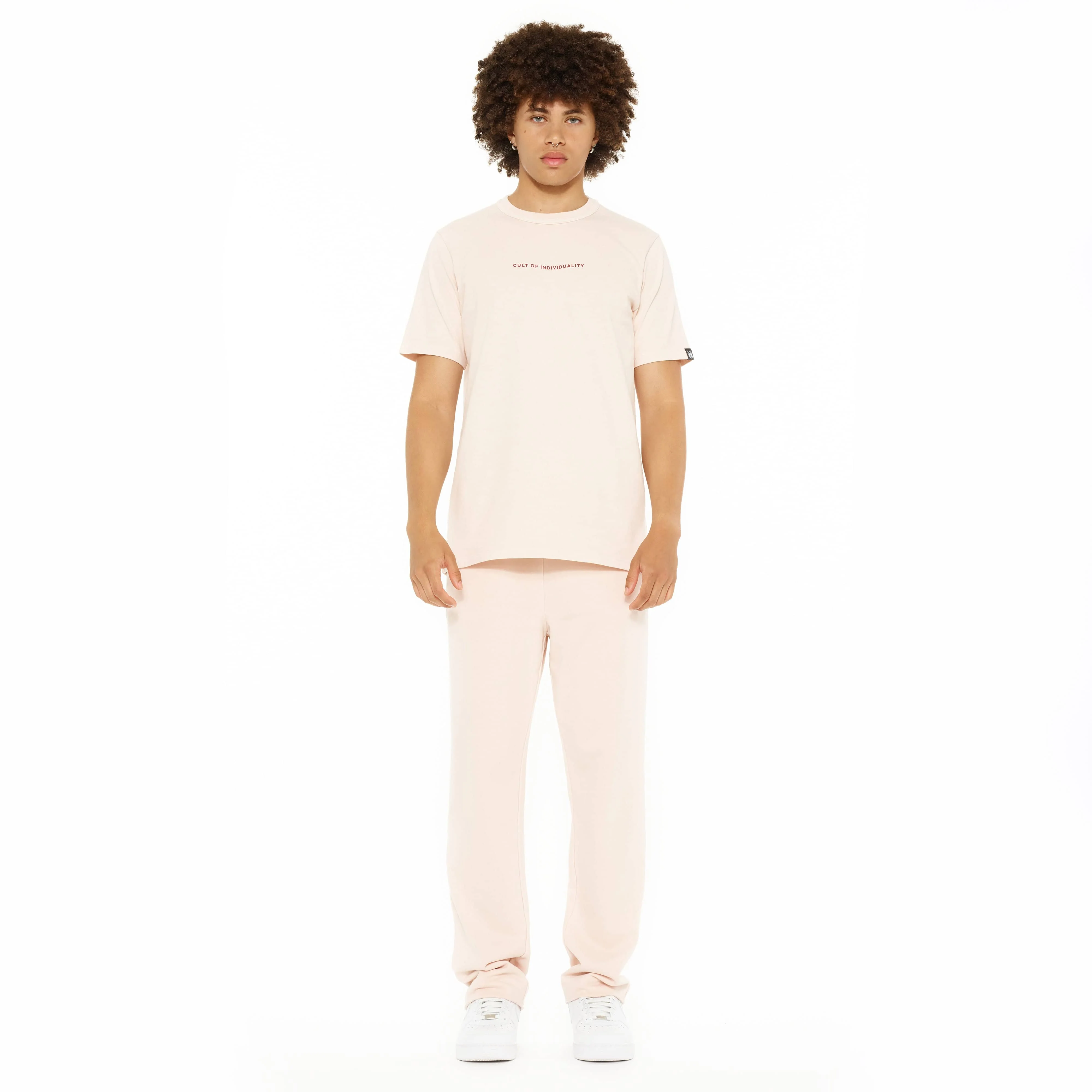 Cult's Heavyweight Short Sleeve Crew Neck Tee "Shimuchan" Logo in Powder Pink - Image 3