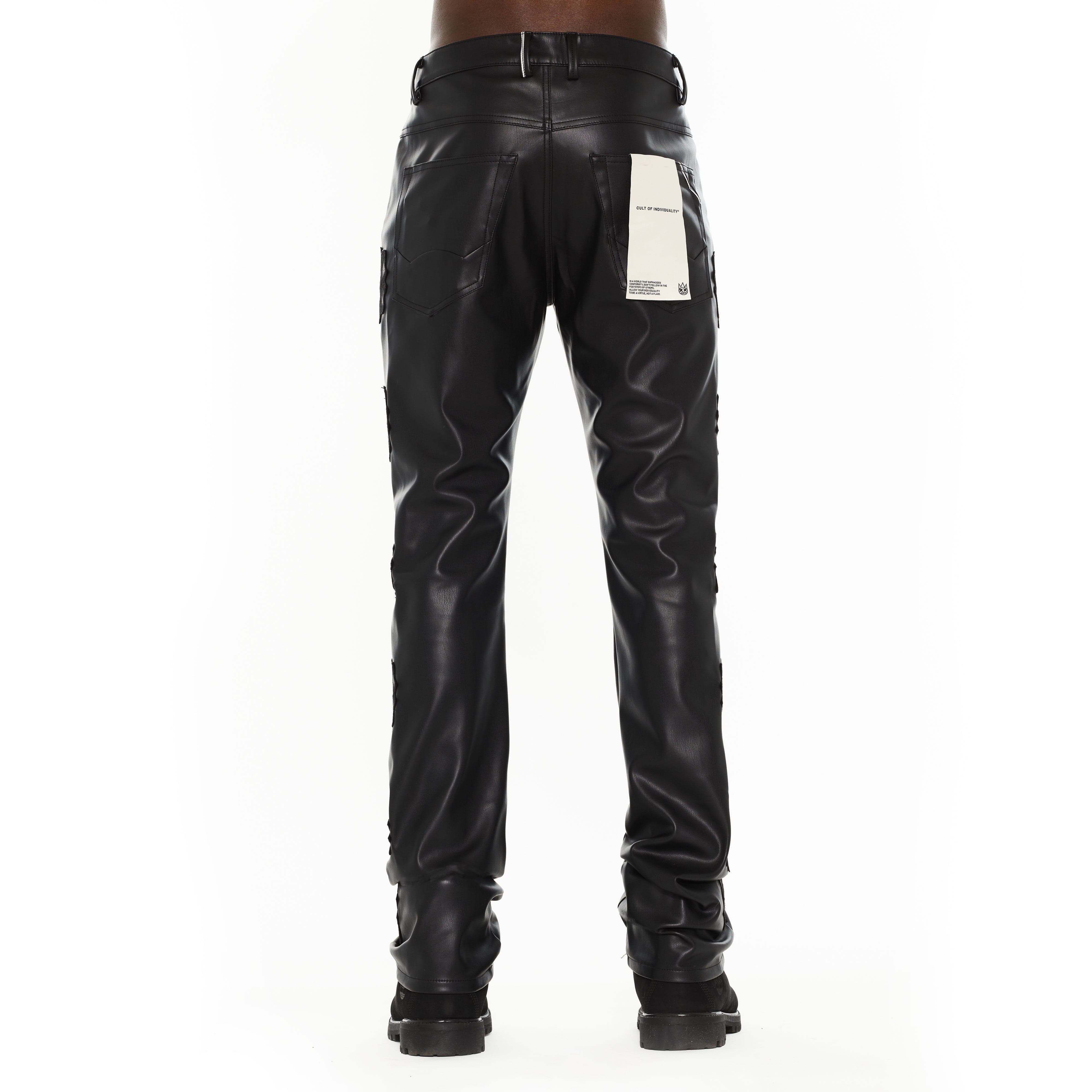 Cult's Lenny Bootcut 603 Jeans in Black Faux Leather - Image 3