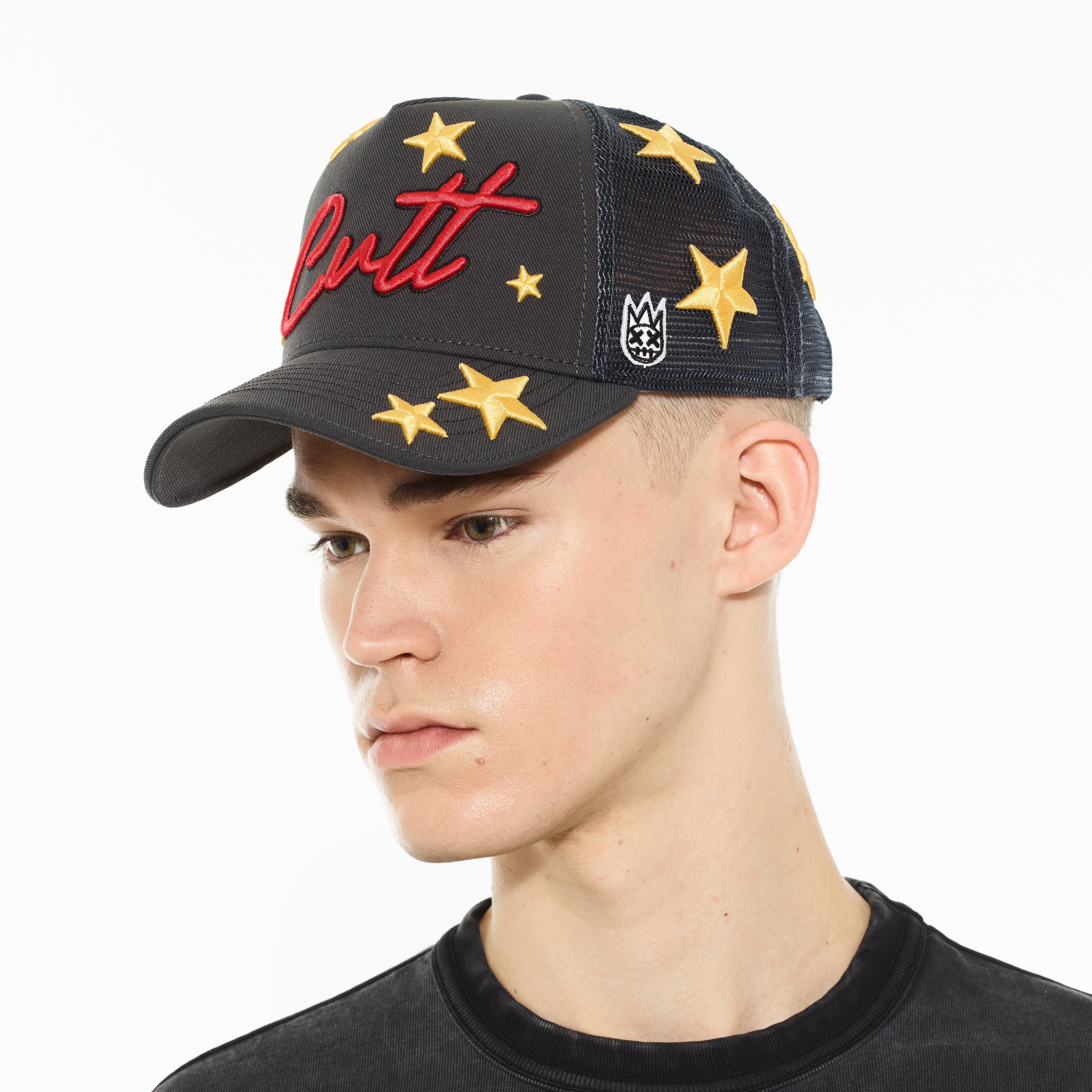 Cult's Logo Mesh Back Trucker Hat "Cherubs" in Steel - Image 4