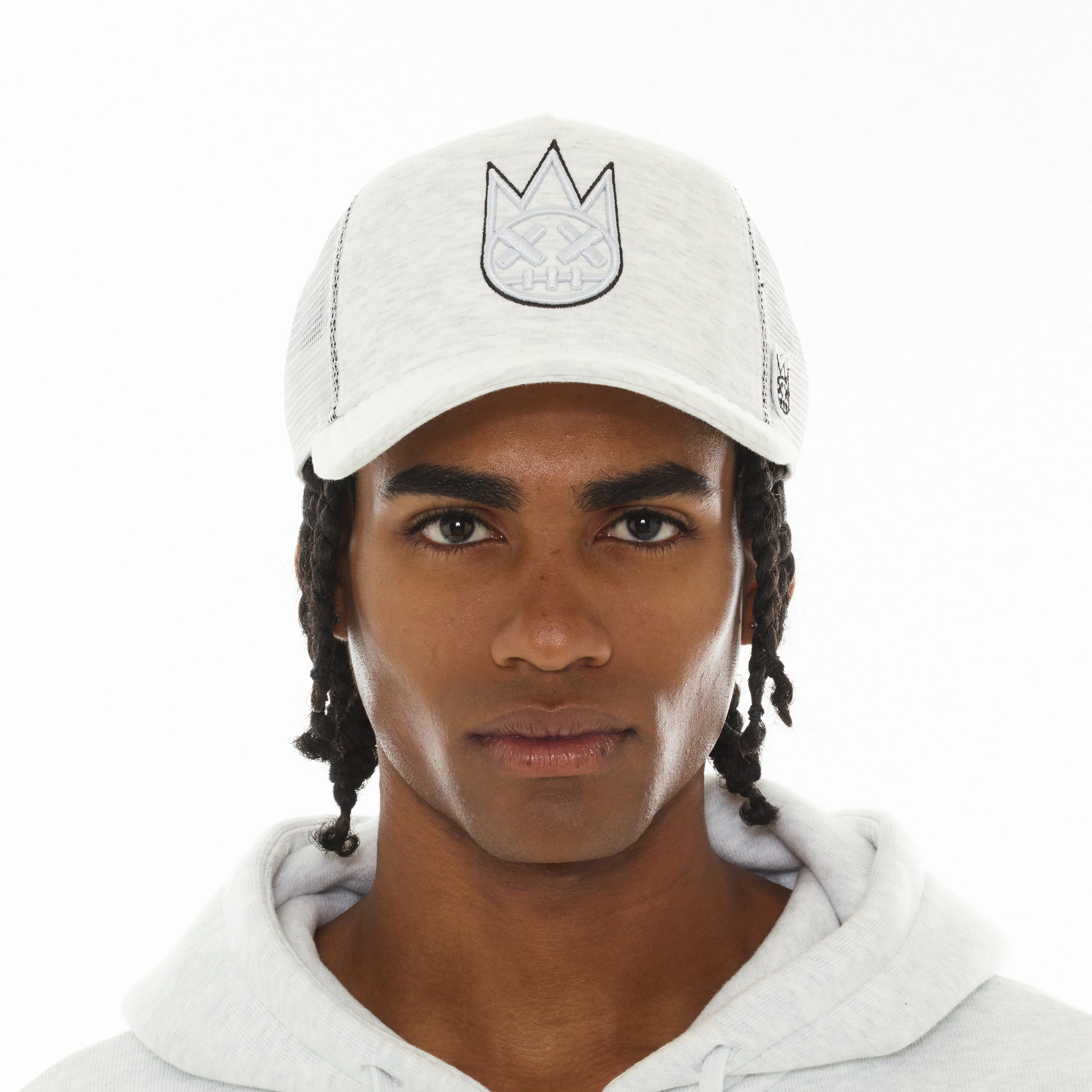 Cult's Logo Mesh Back Trucker Hat In Heather Grey - Image 3