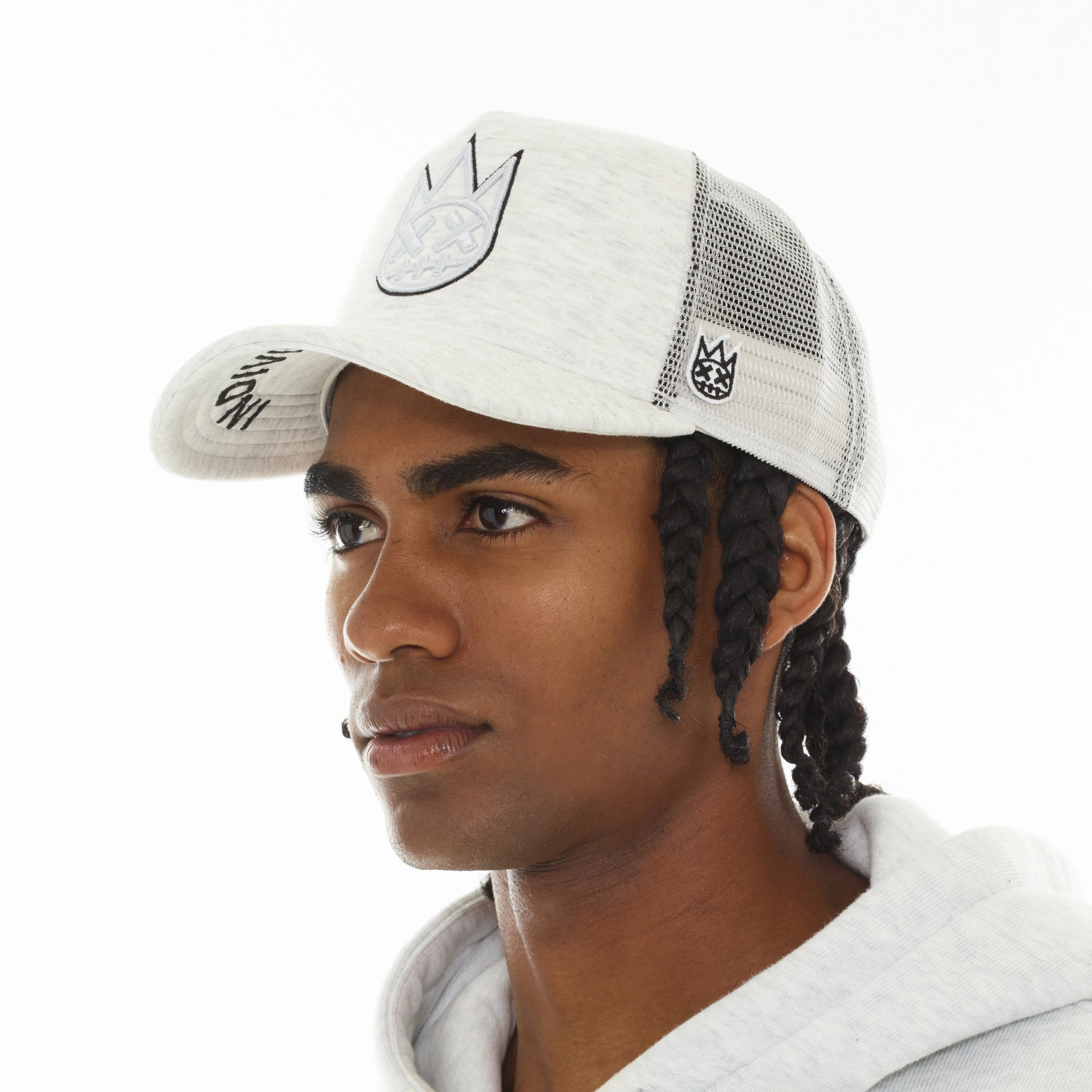 Cult's Logo Mesh Back Trucker Hat In Heather Grey - Image 4