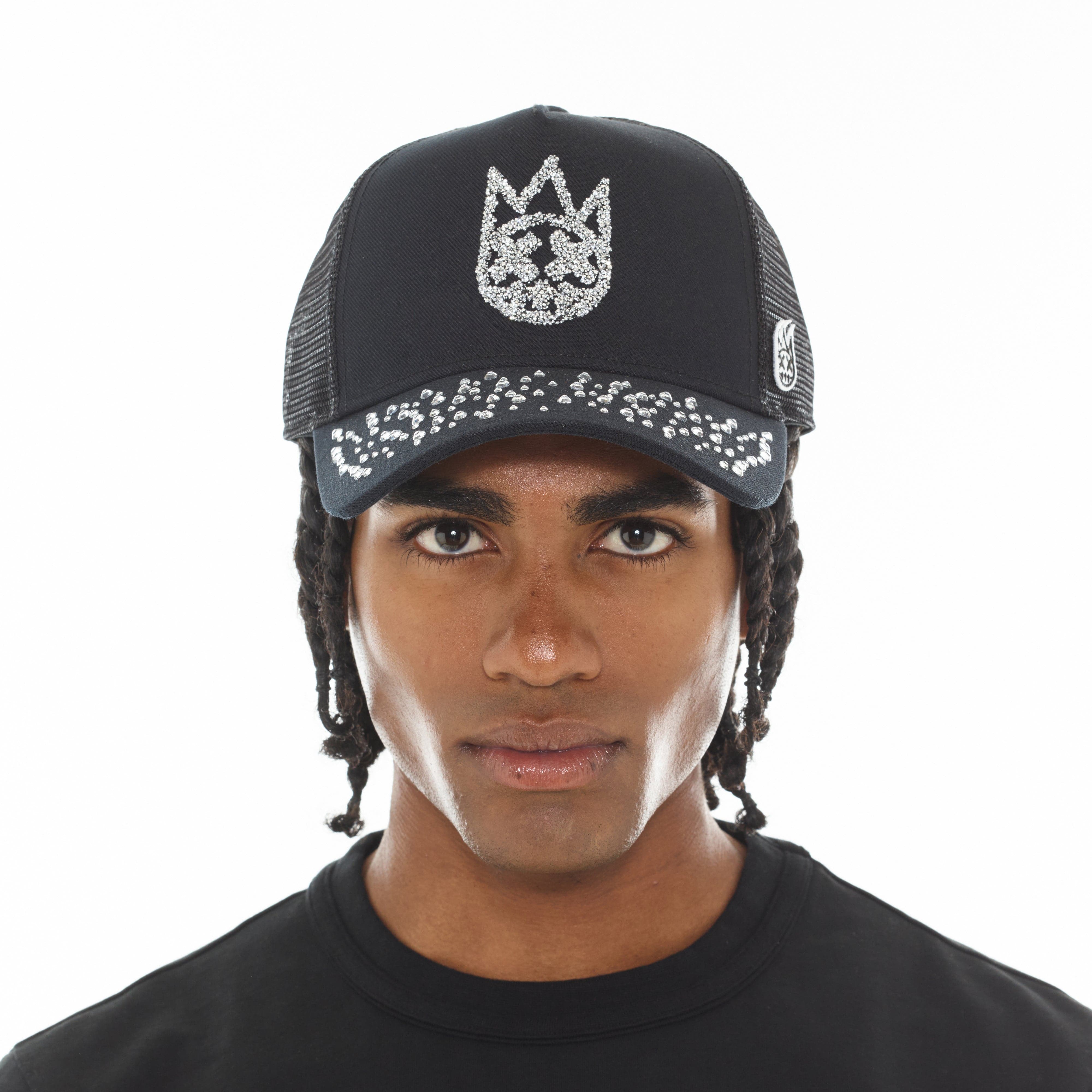 Cult's Mesh Back Trucker Hat "Crystals" In Black - Image 3