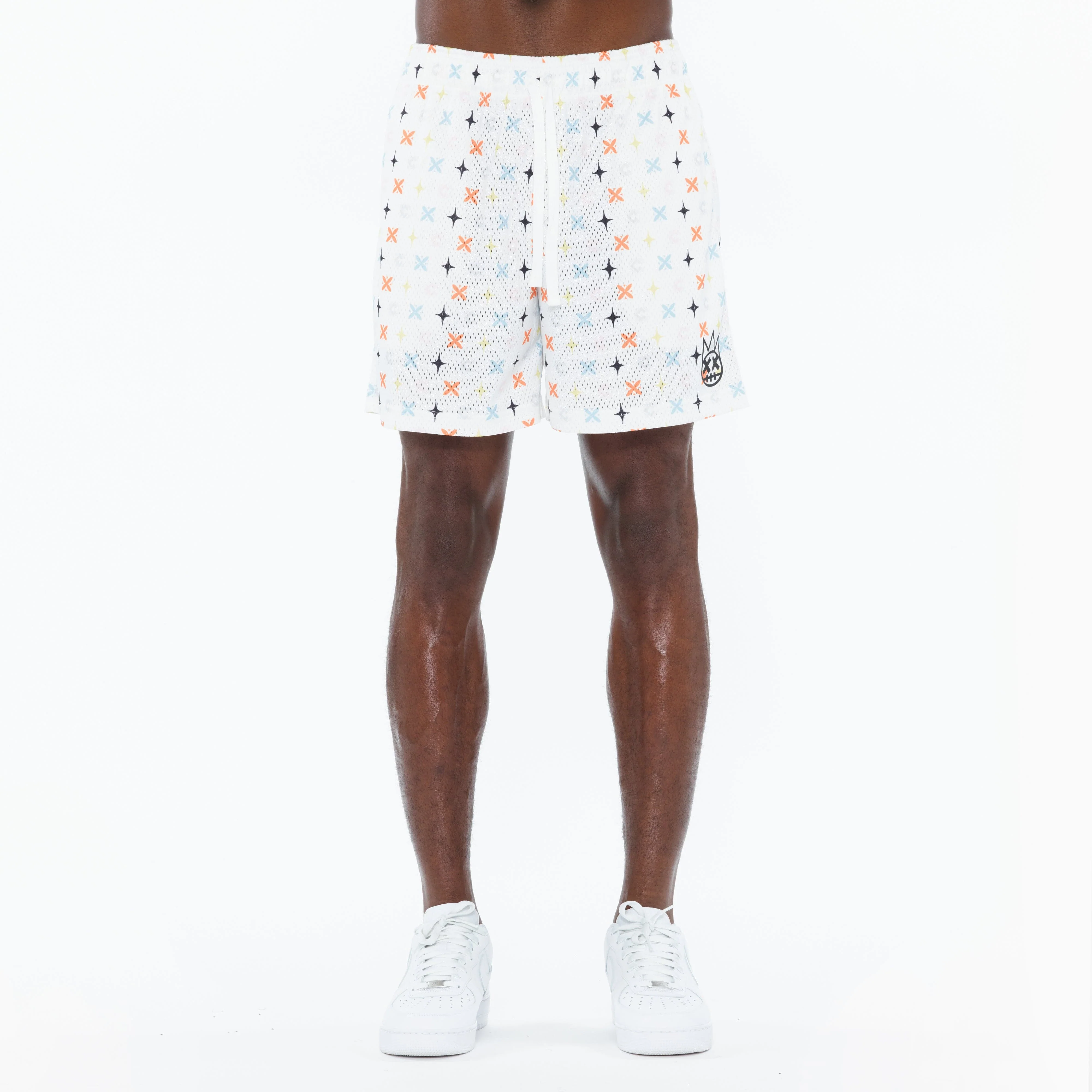 Cult's Mesh Shorts in Cult Repeat Pattern White - Image 2