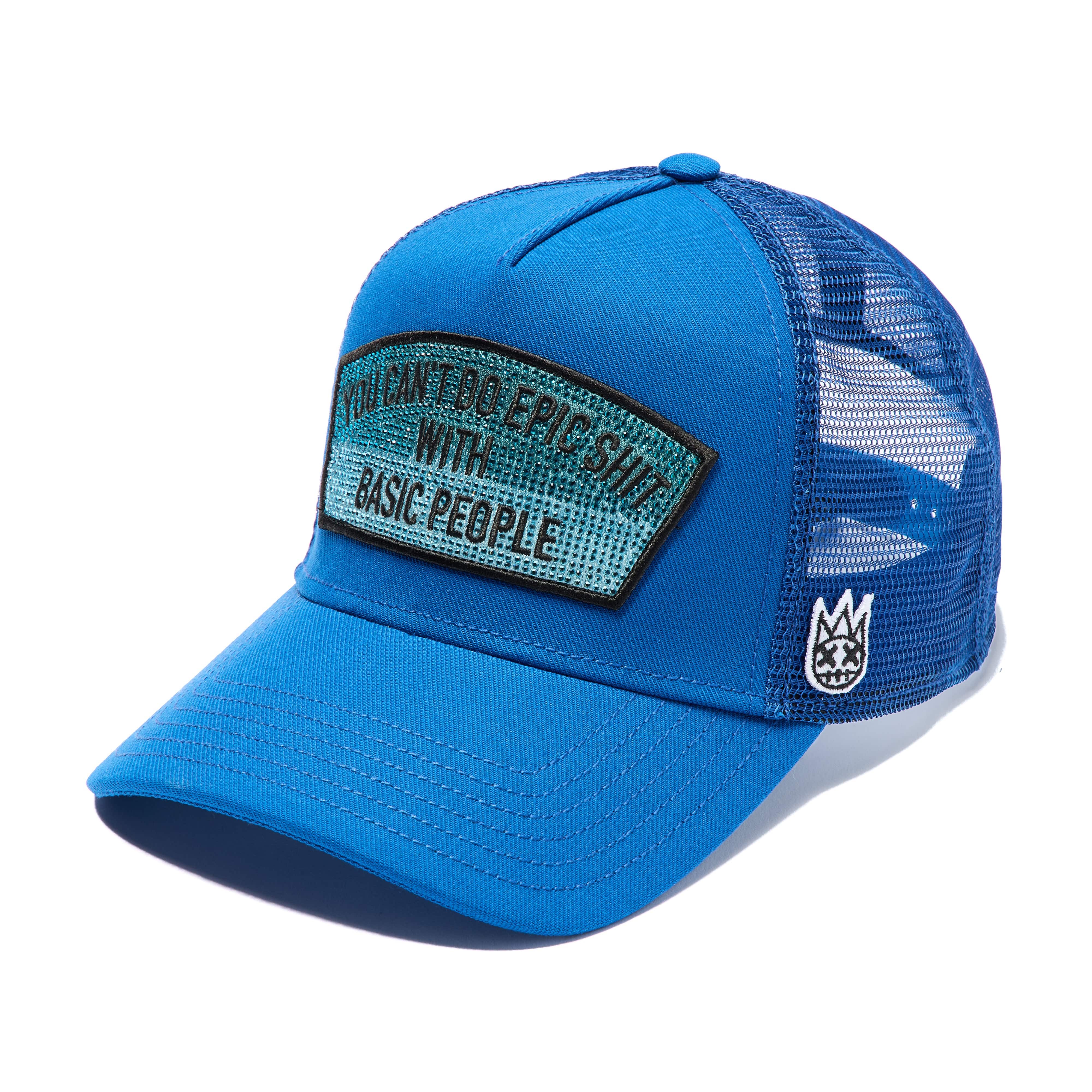 Cult's Mesh Trucker Hat "Epic Shit" Crystals In Turkish Blue - Image 2