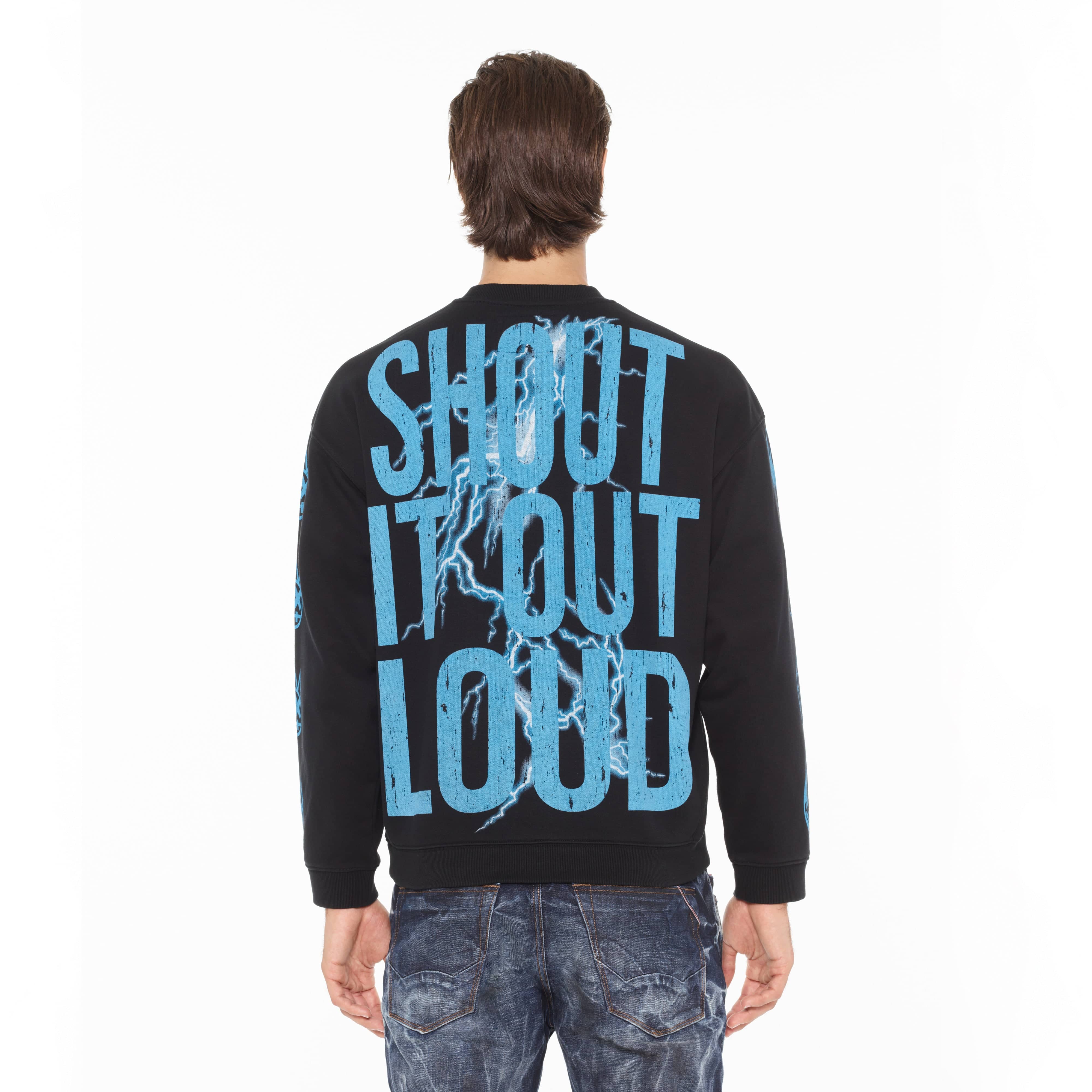Cult's Novelty Fleece Crew Sweatshirt in Black - Image 3