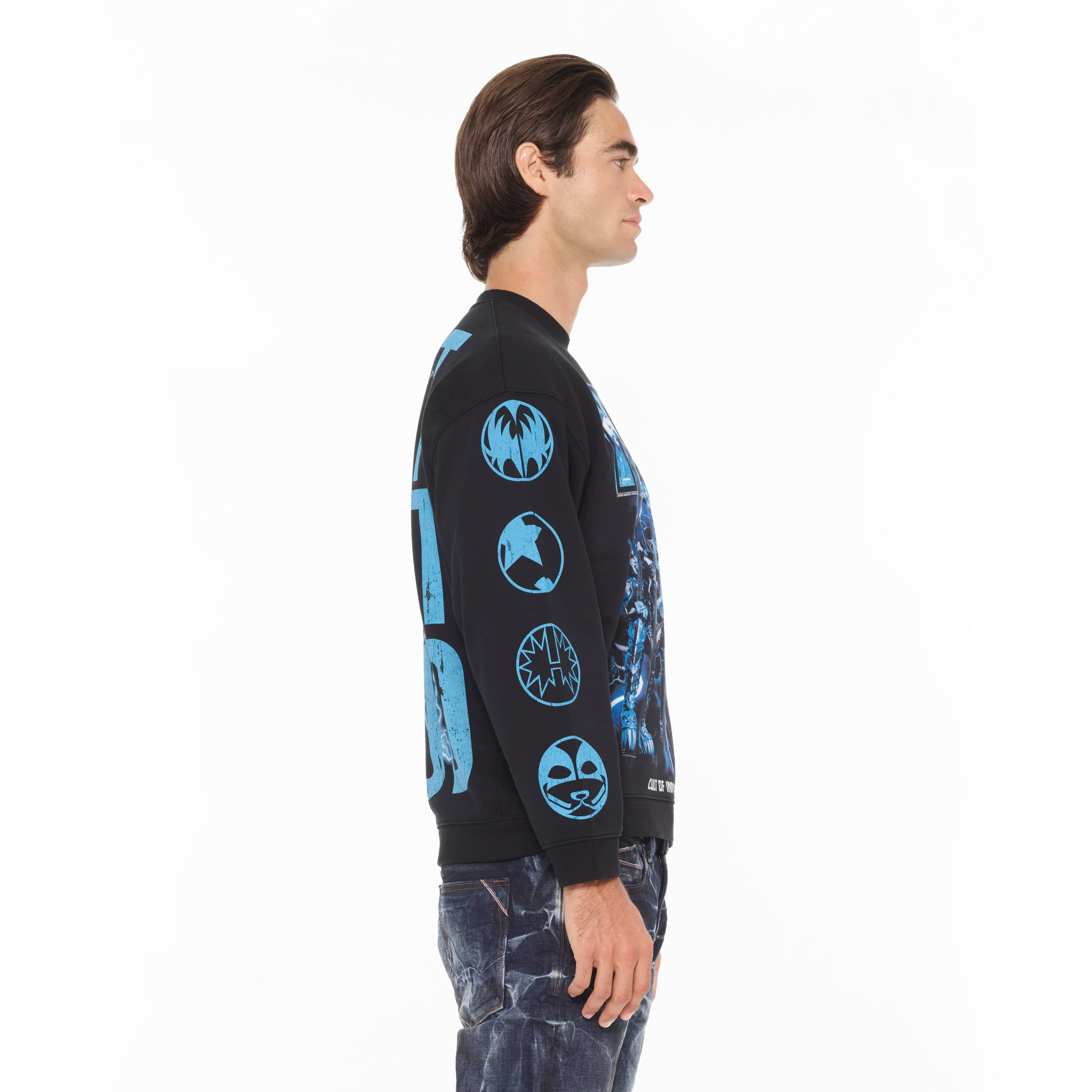 Cult's Novelty Fleece Crew Sweatshirt in Black - Image 4