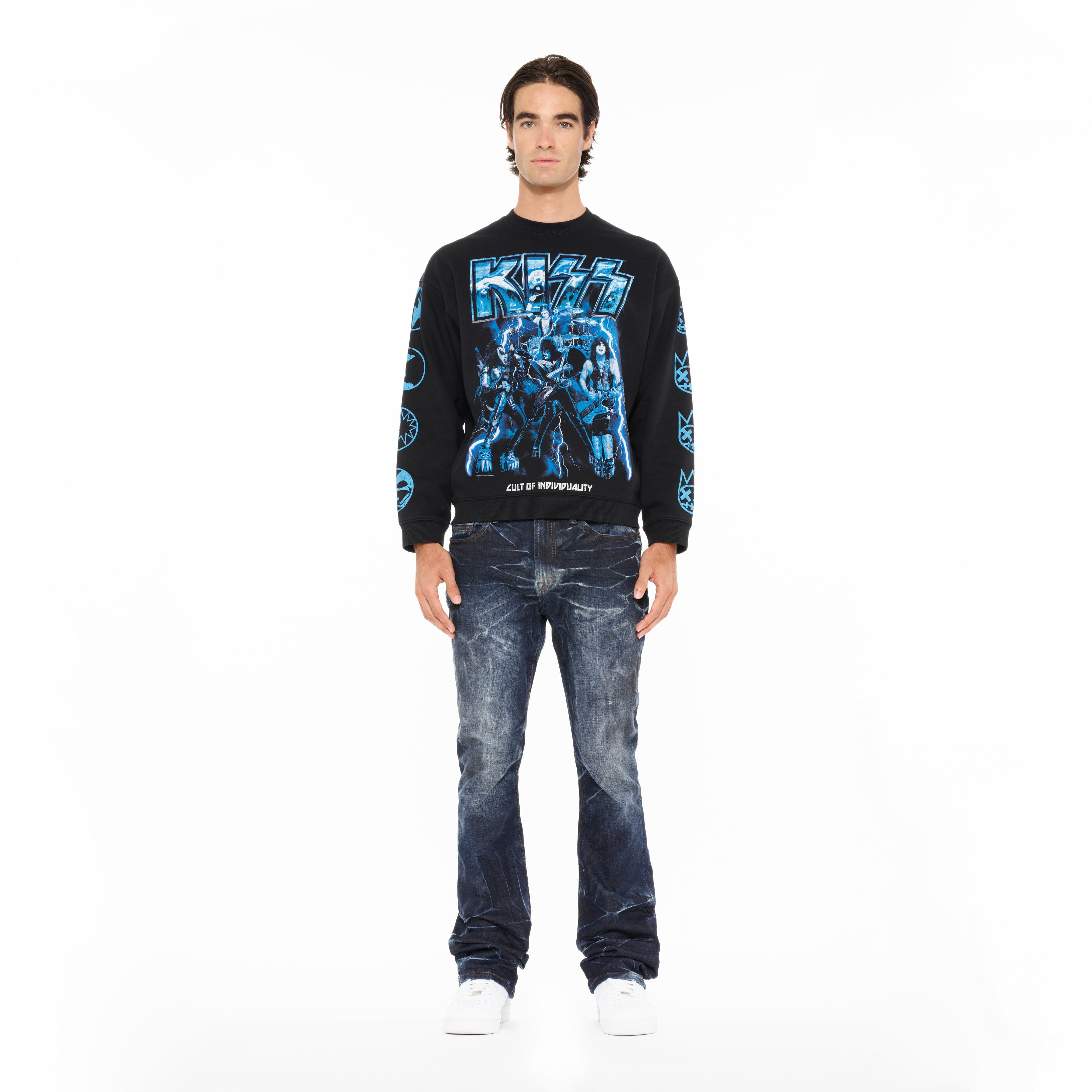 Cult's Novelty Fleece Crew Sweatshirt in Black - Image 5