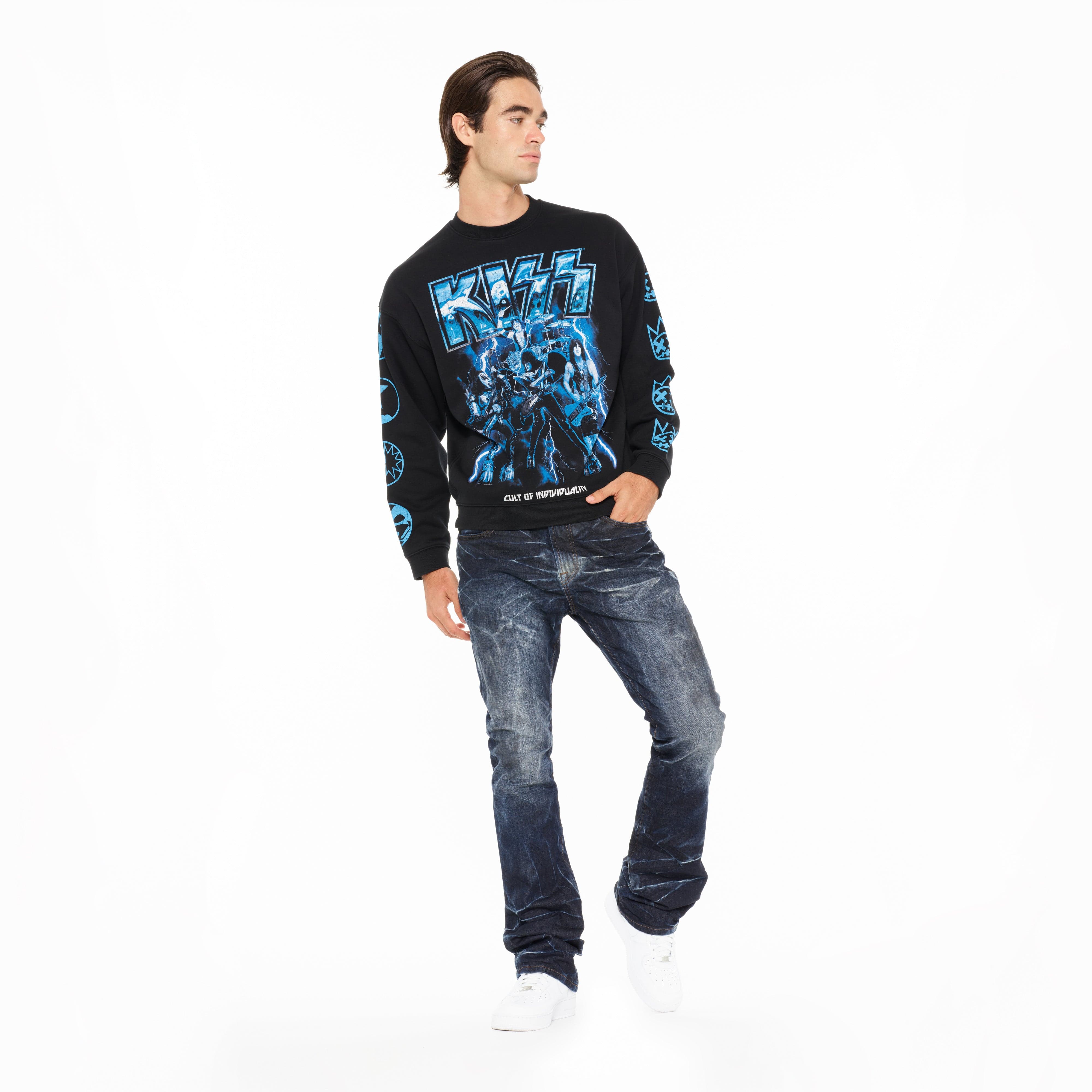 Cult's Novelty Fleece Crew Sweatshirt in Black - Image 6