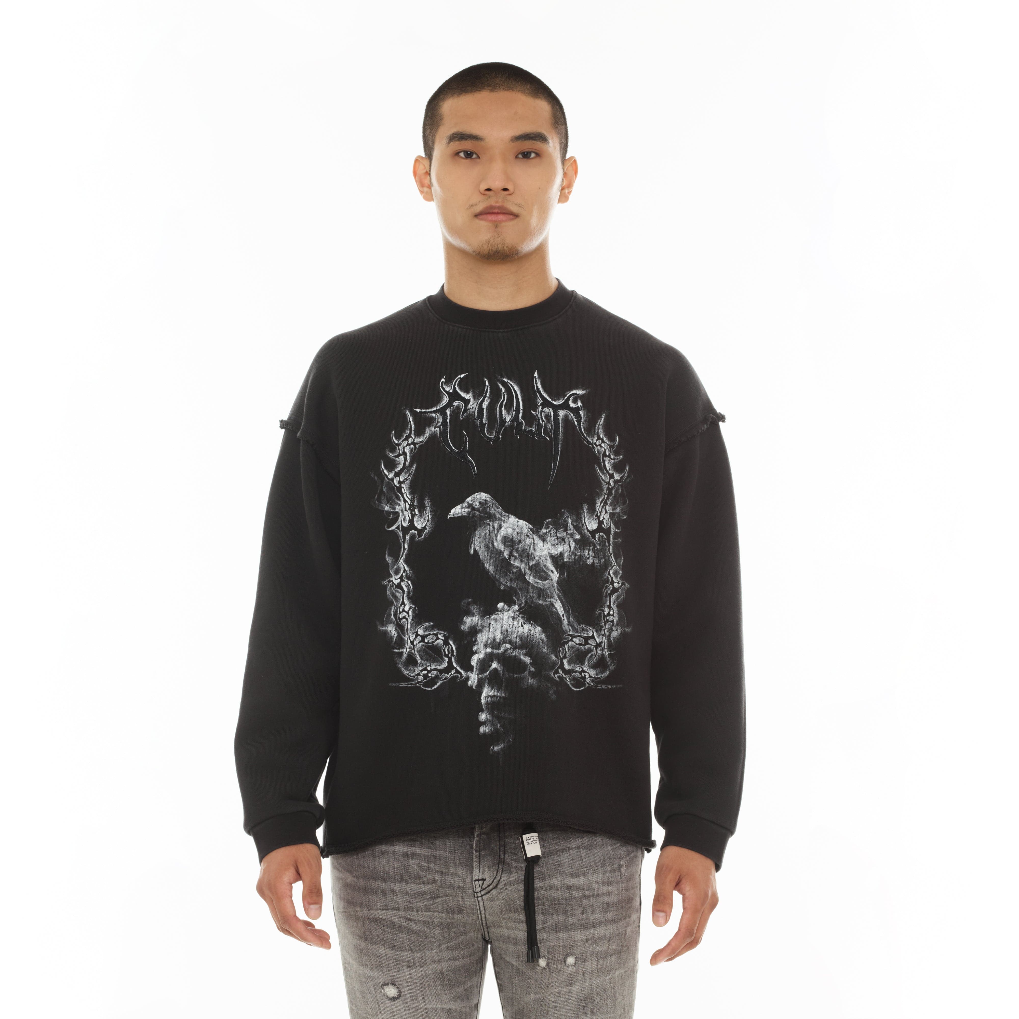 Cult's Novelty Fleece Crew Sweatshirt in Vintage Charcoal - Image 2
