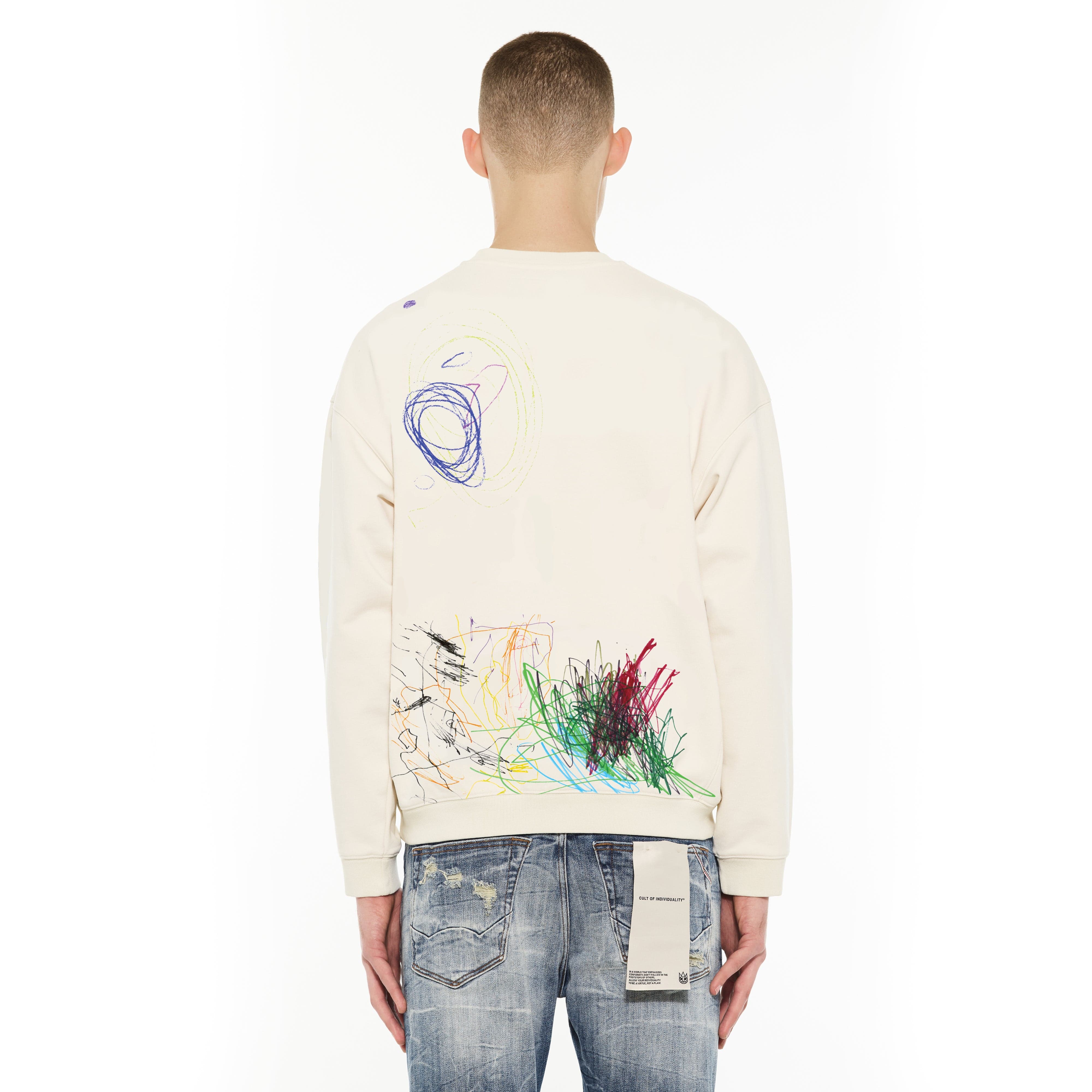 Cult's Novelty Fleece Crew Sweatshirt in Winter White - Image 4