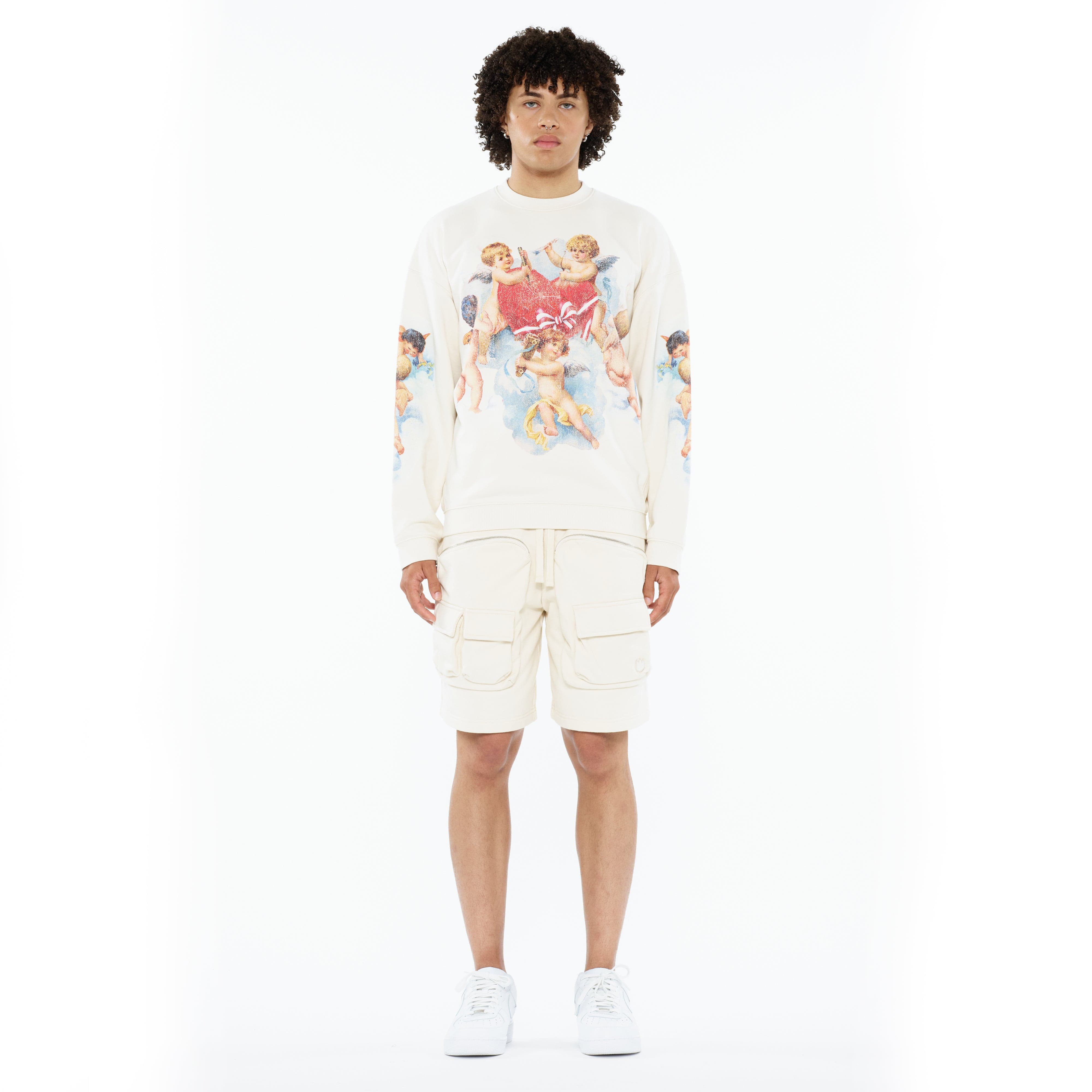 Cult's Novelty Fleece Crew Sweatshirt in Winter White - Image 4