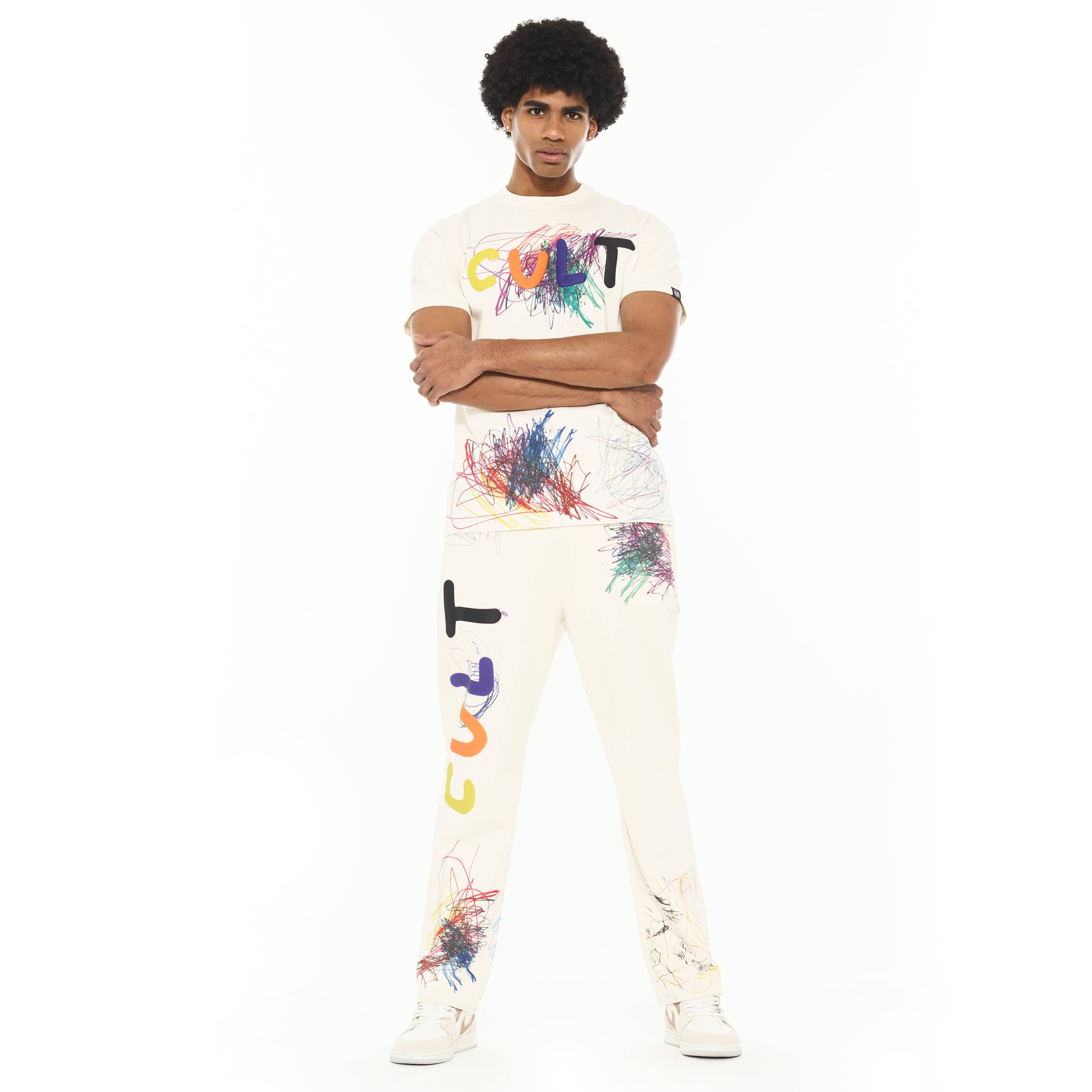 Cult's Open Hem Sweatpants in Winter White - Image 5