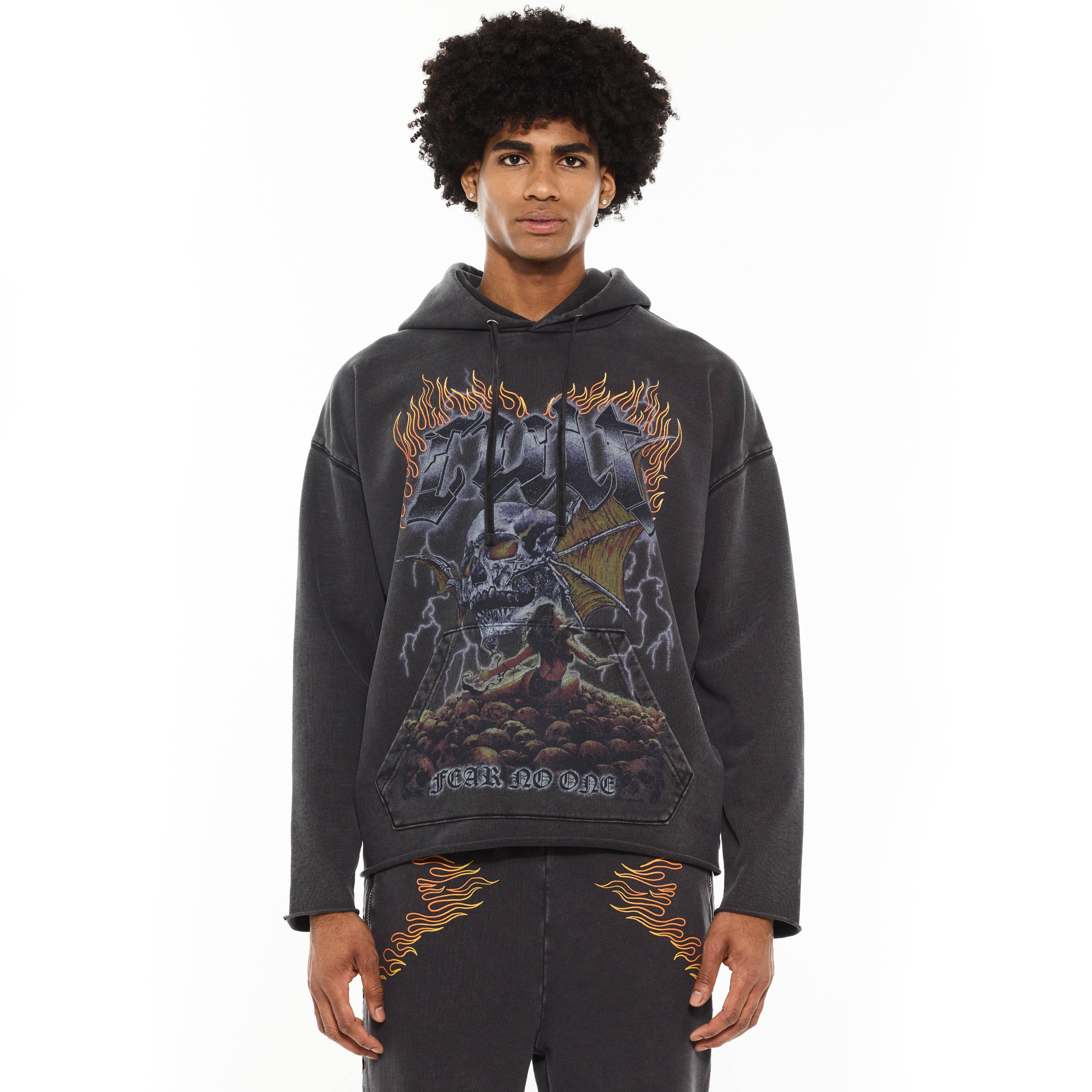 Cult's Pullover Novelty Hoody in Vintage Charcoal - Image 2