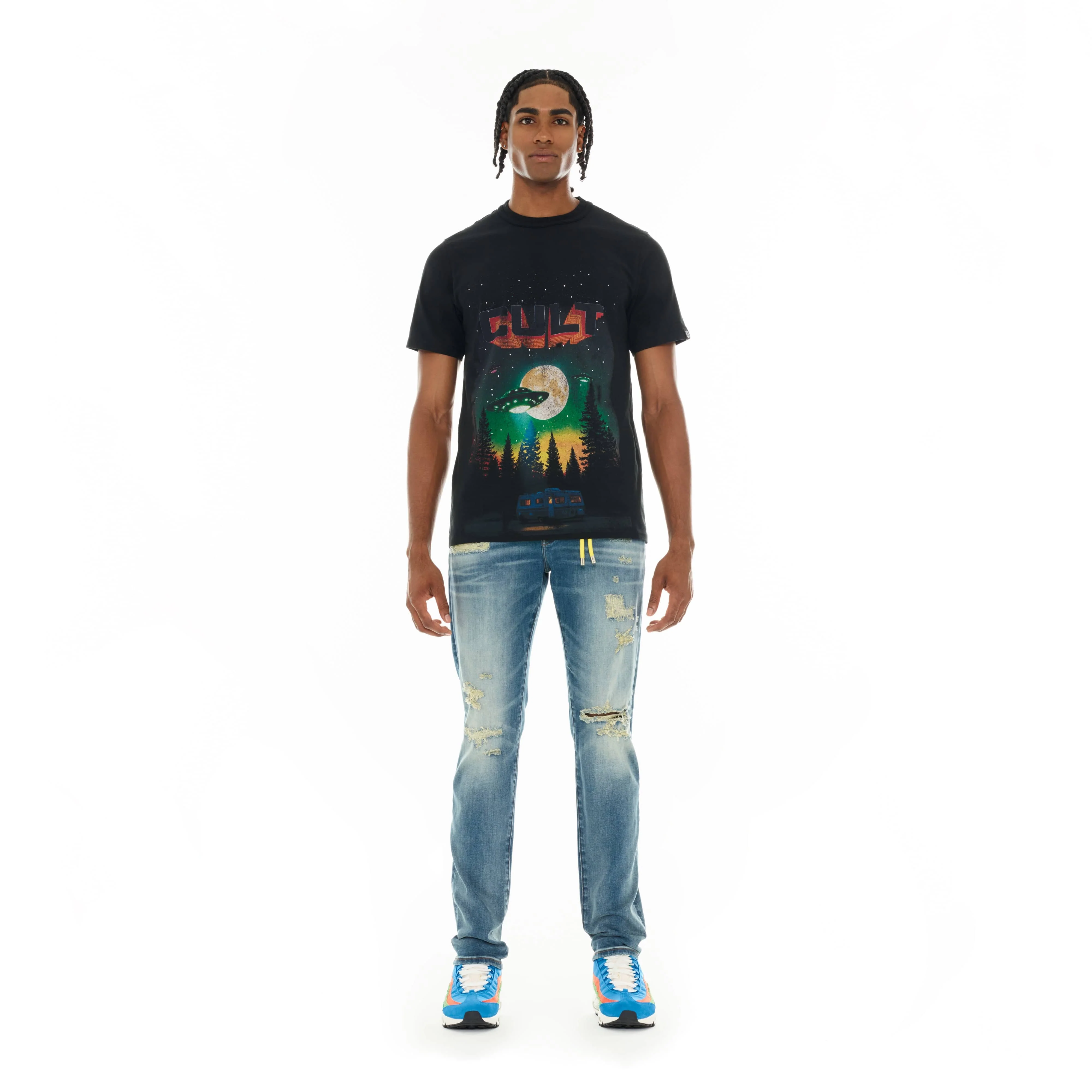 Cult's Short Sleeve Crew Neck Tee "Aliens" in Black - Image 5