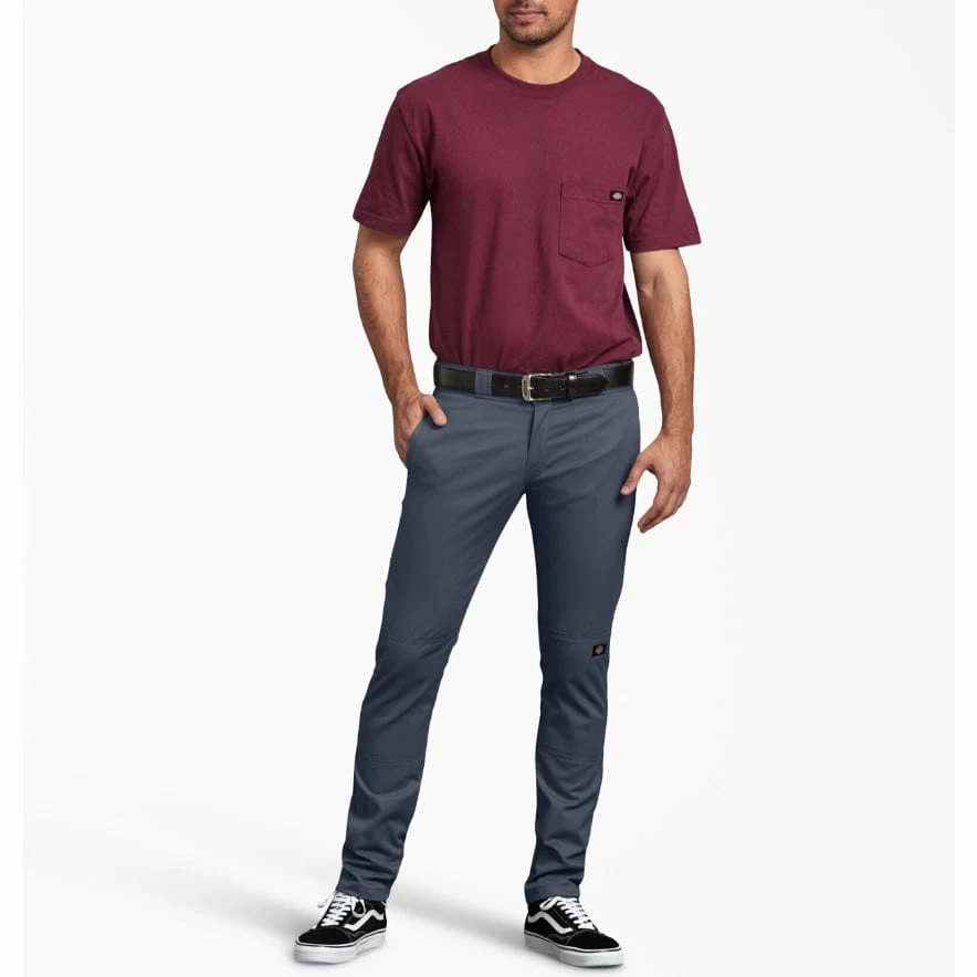 Dickies Flex Skinny Fit Straight Leg Double Knee Work Pants (Dark Navy) WP811DN - Image 4