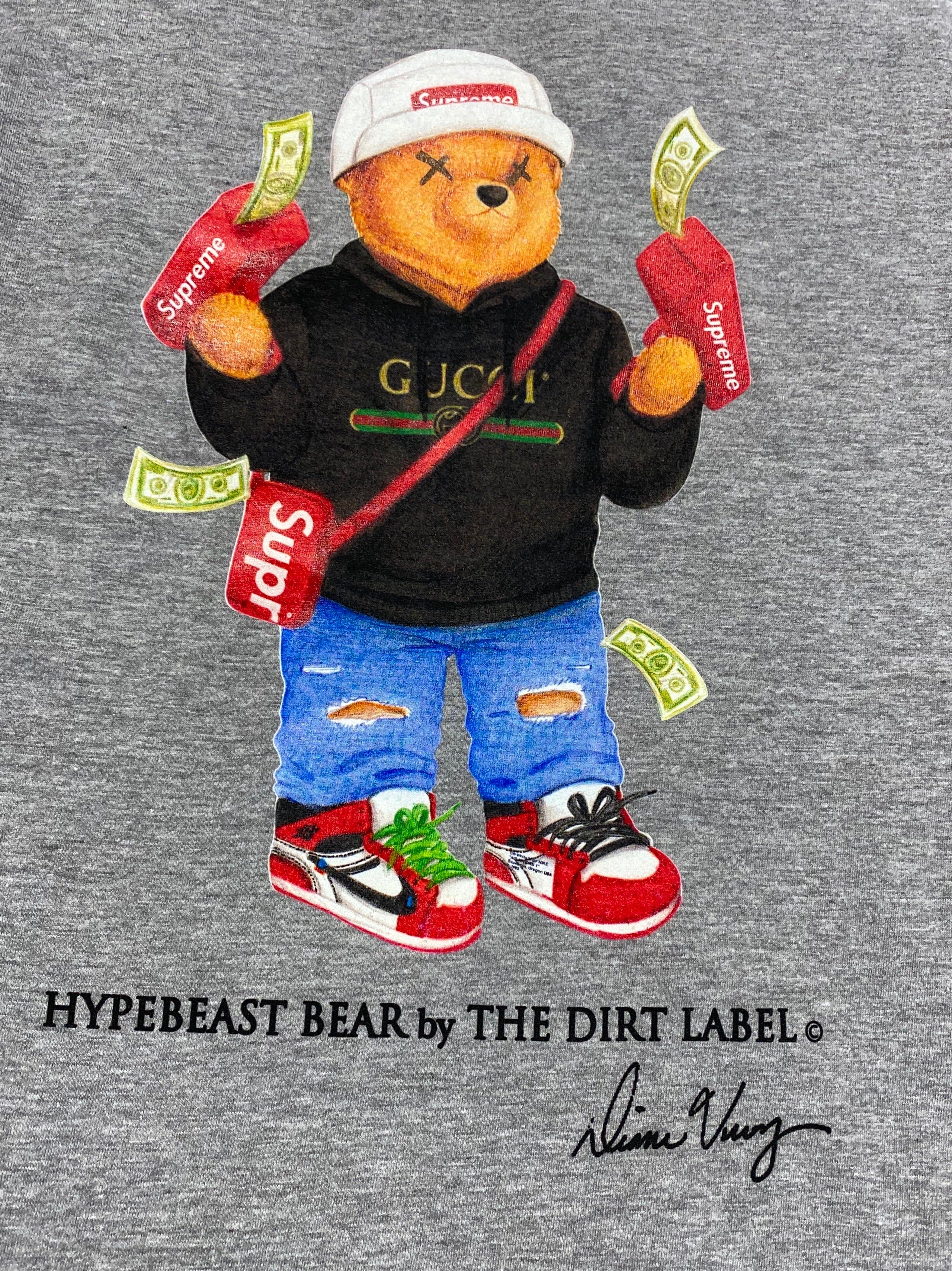 Dirt Label Hypebeast Bear T Shirt (Grey) - Image 2