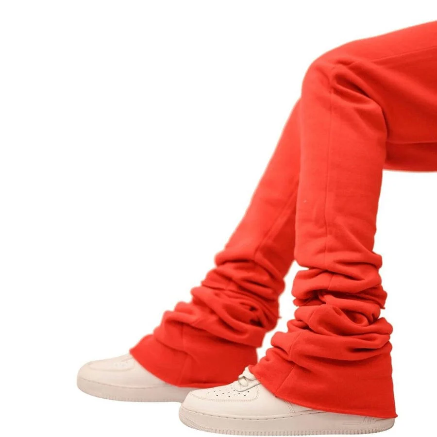Doctrine Denim Dagger Super Stacked Flared Joggers (Red) DB0024 - Image 3